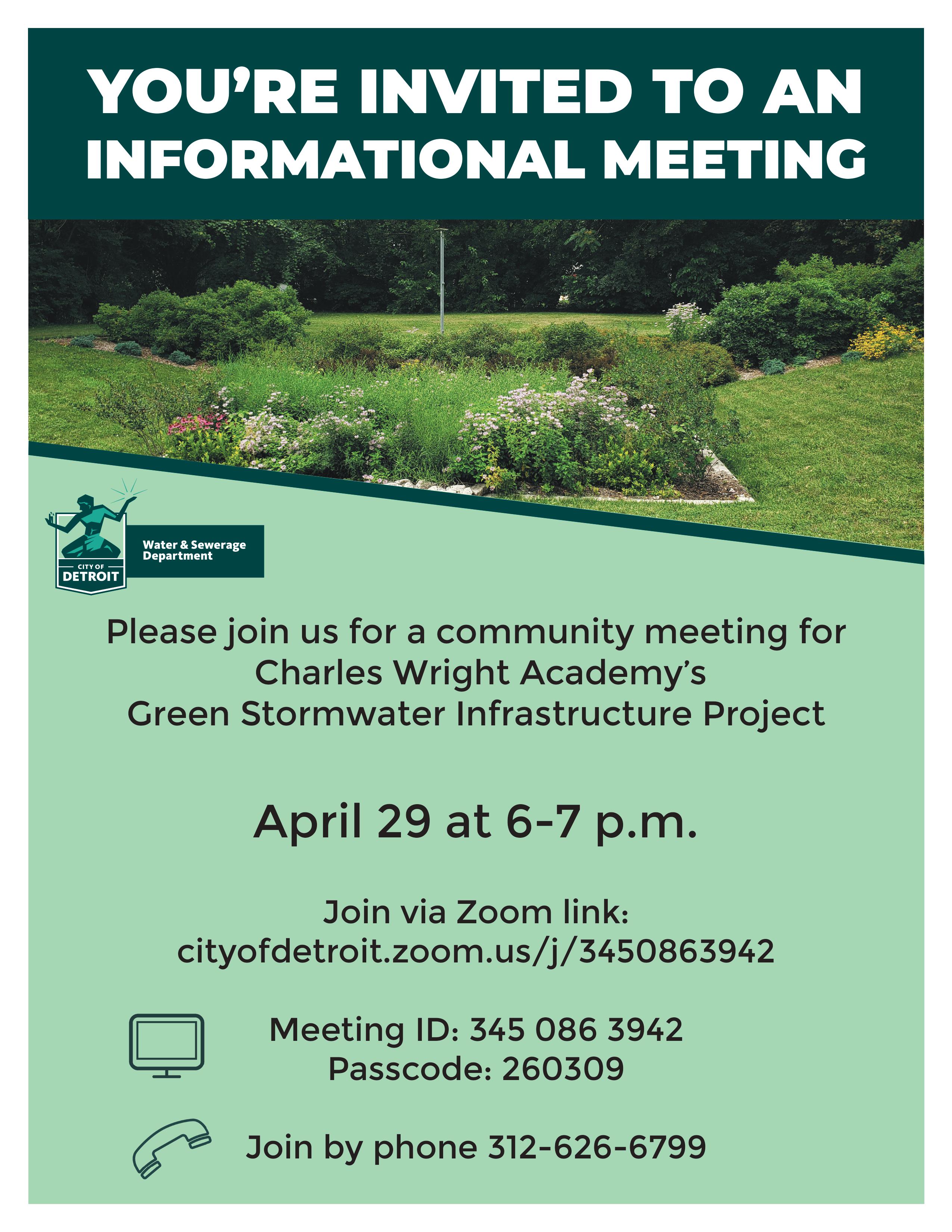 DWSD Meeting Notice: Charles Wright Academy’s Green Stormwater Infrastructure Project