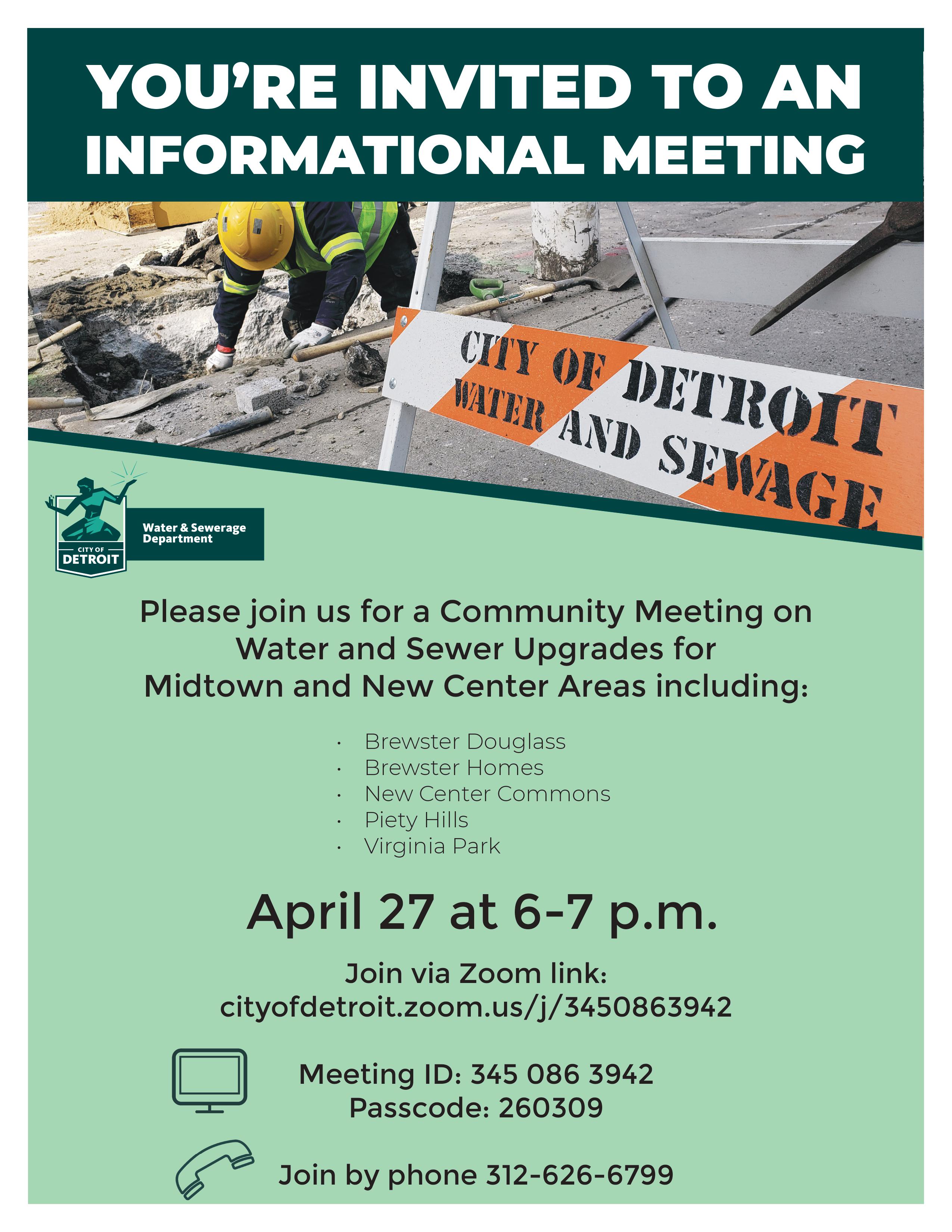 DWSD Meeting Notice: Midtown & New Center Areas