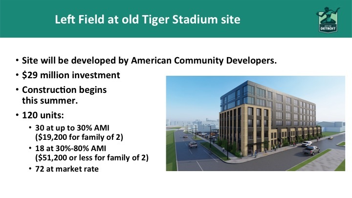 Left Field at old Tiger Stadium site