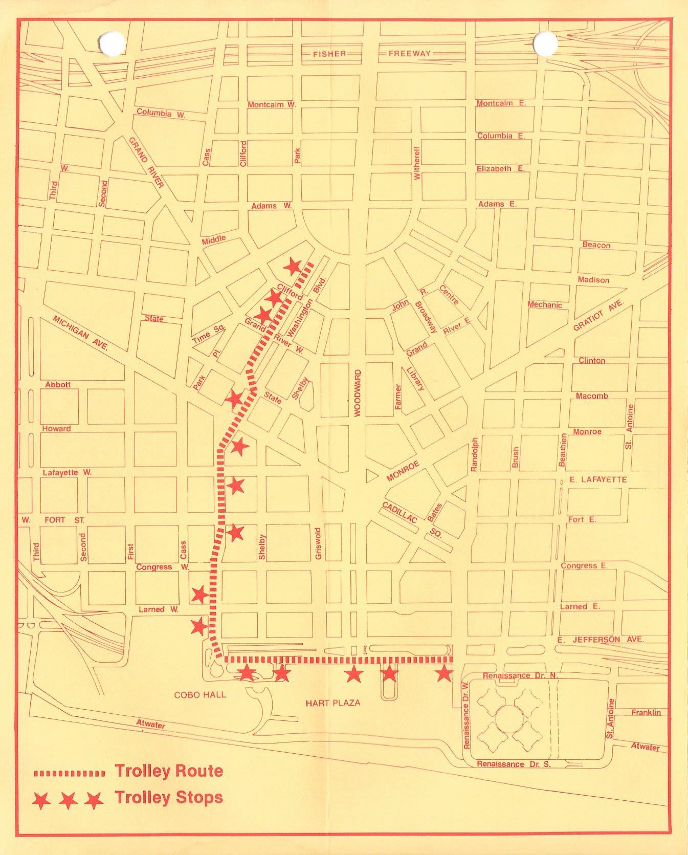 Downtown Trolley 1980s map