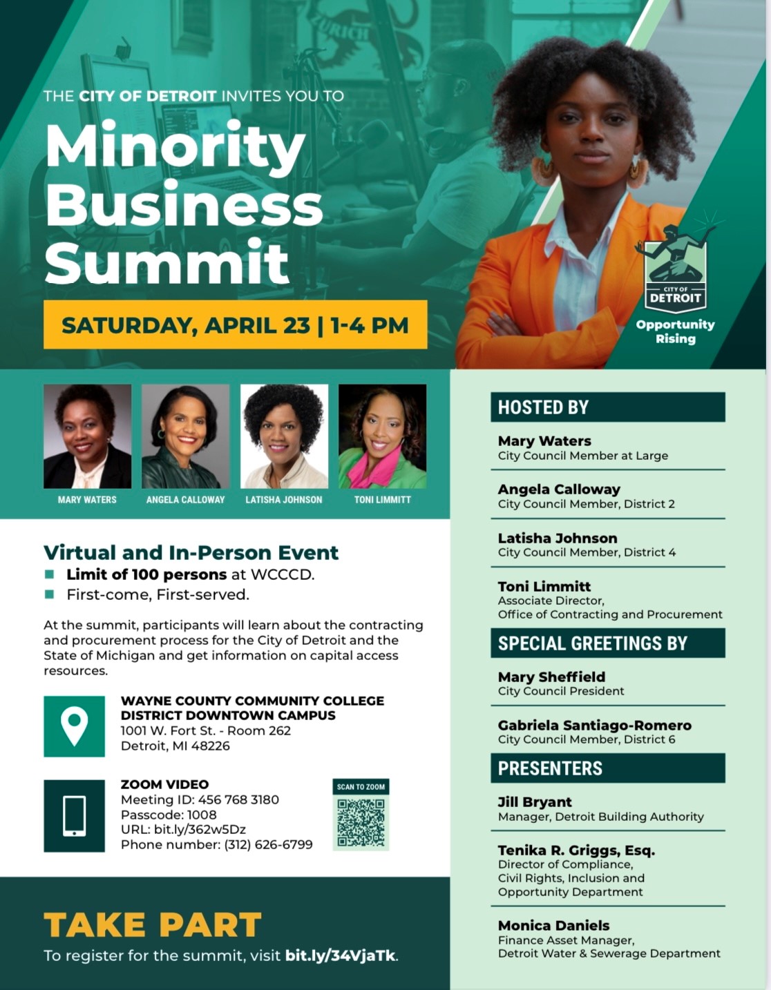 Flyer for City of Detroit Minority Business Summit