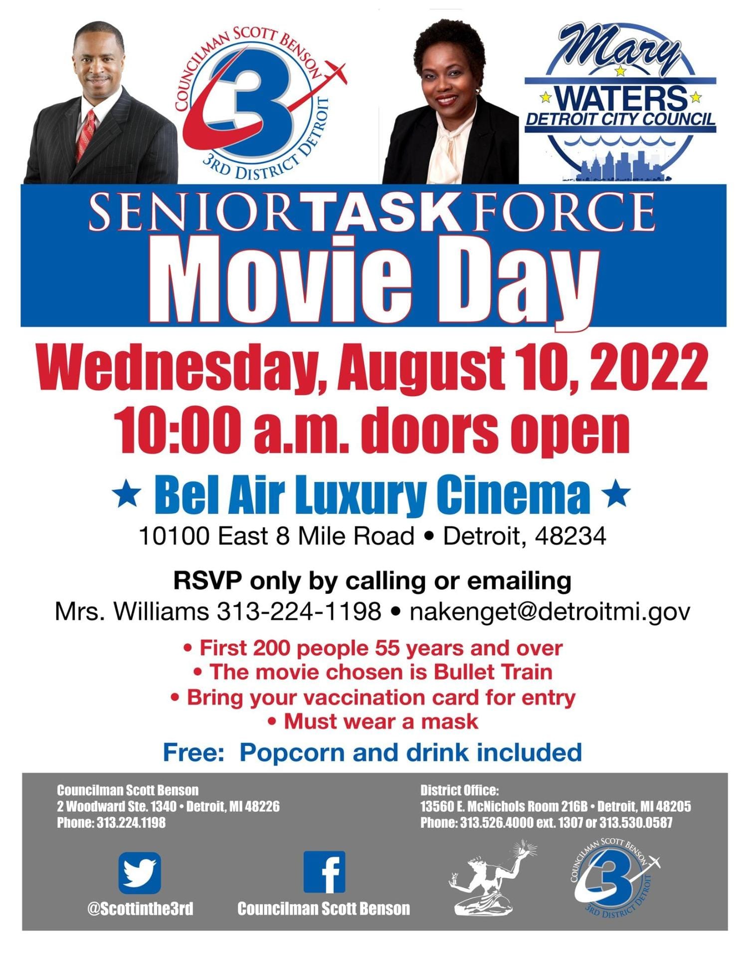 flyer of the senior task foce movie day event.