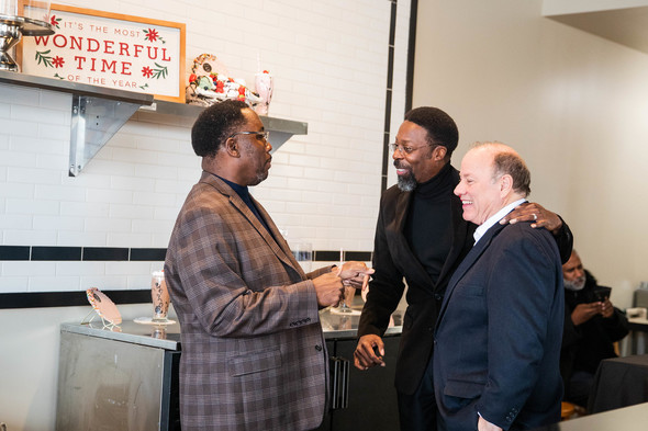 Detroit Soul co-owners and brothers, Samuel Van Buren and Jerome Brown with Mayor Mike Duggan. 