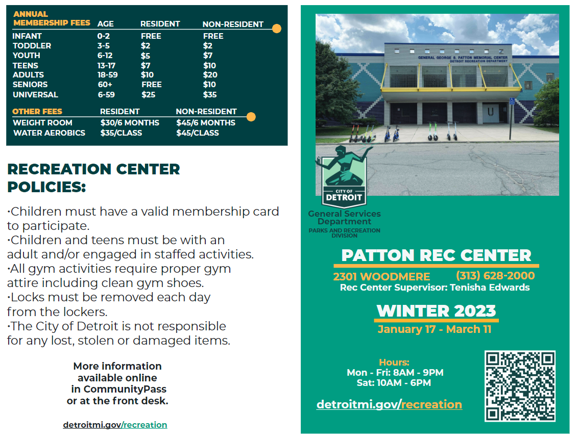 Patton Community Center Winter Schedule 2023