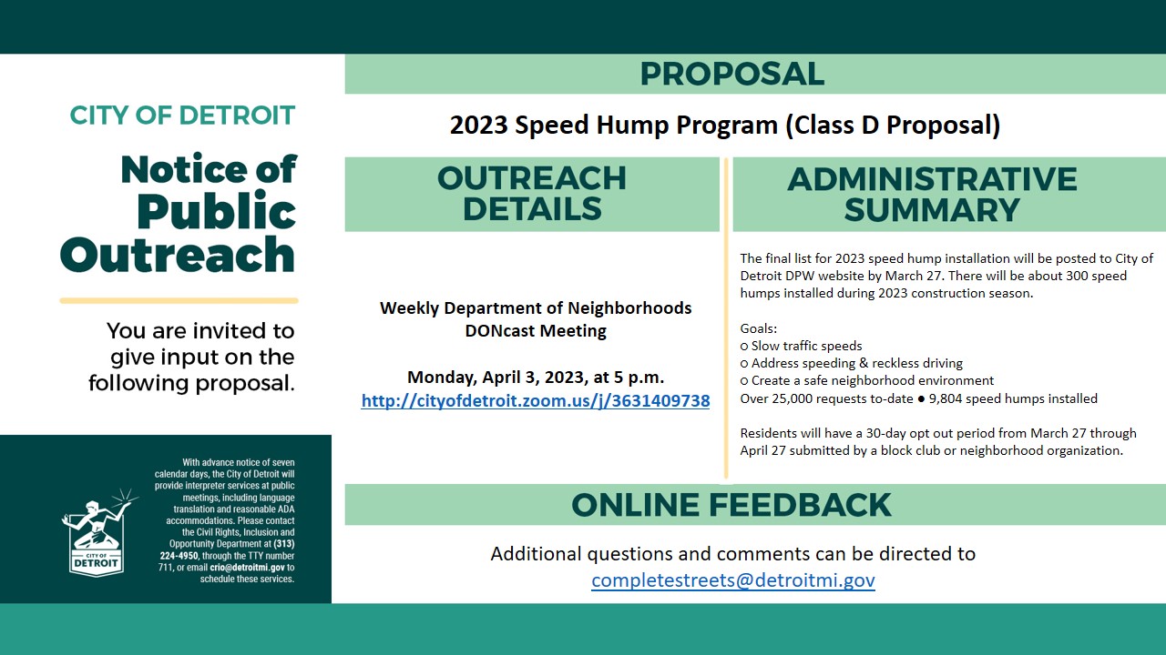 2023 Speed Hump Program - Community Outreach