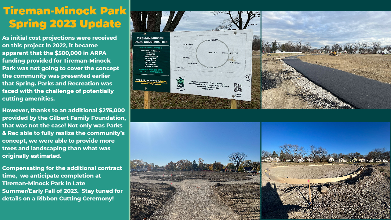 Update on new construction at Tireman-Minock Parks