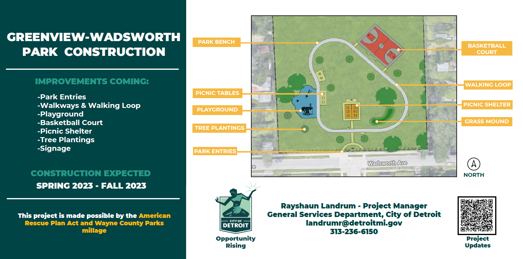 Construction Sign for Greenview-Wadsworth Park