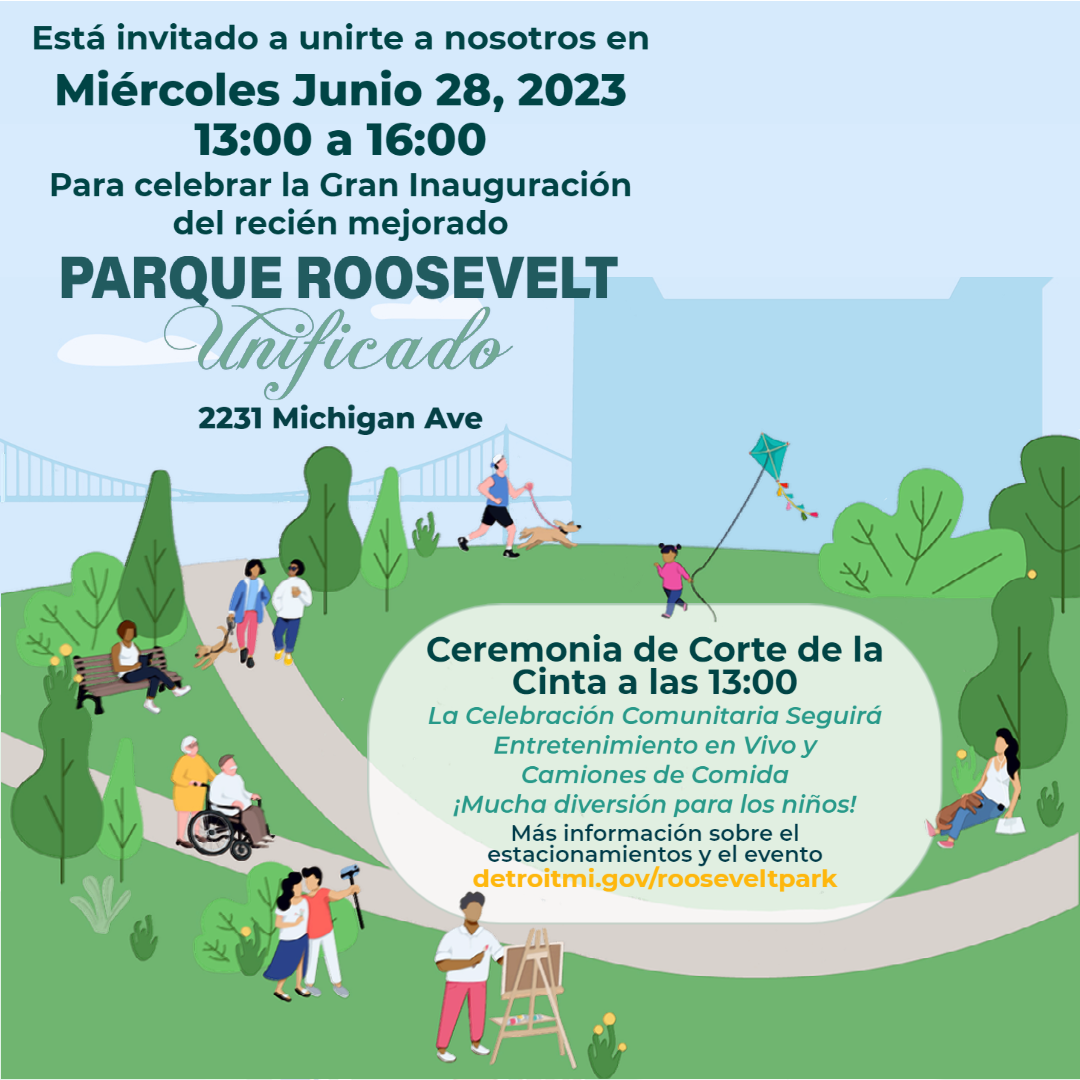 Roosevelt Park Ribbon Cutting Ceremony July 28, 2023 from 1-4