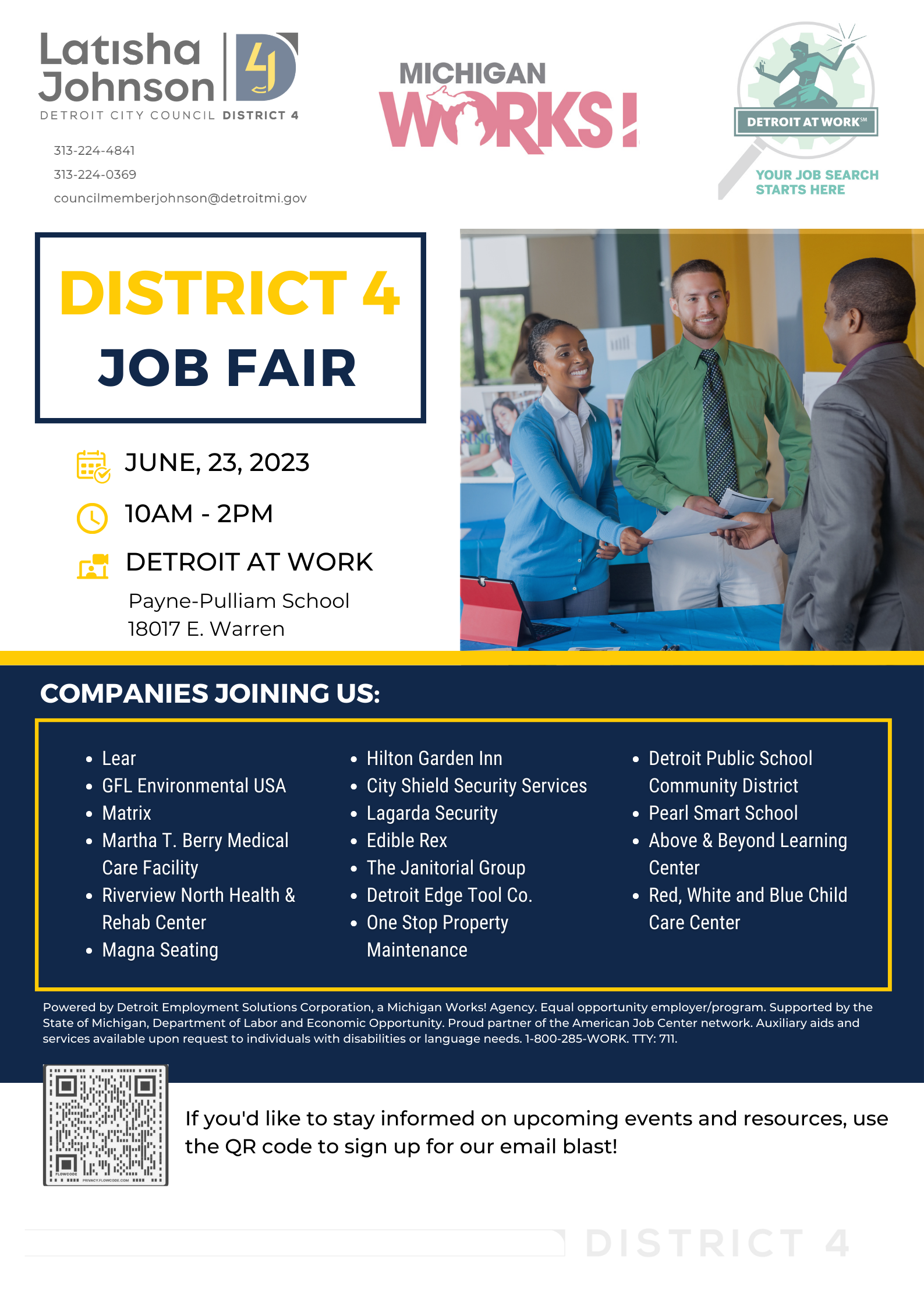 Flyer with Job Fair event details