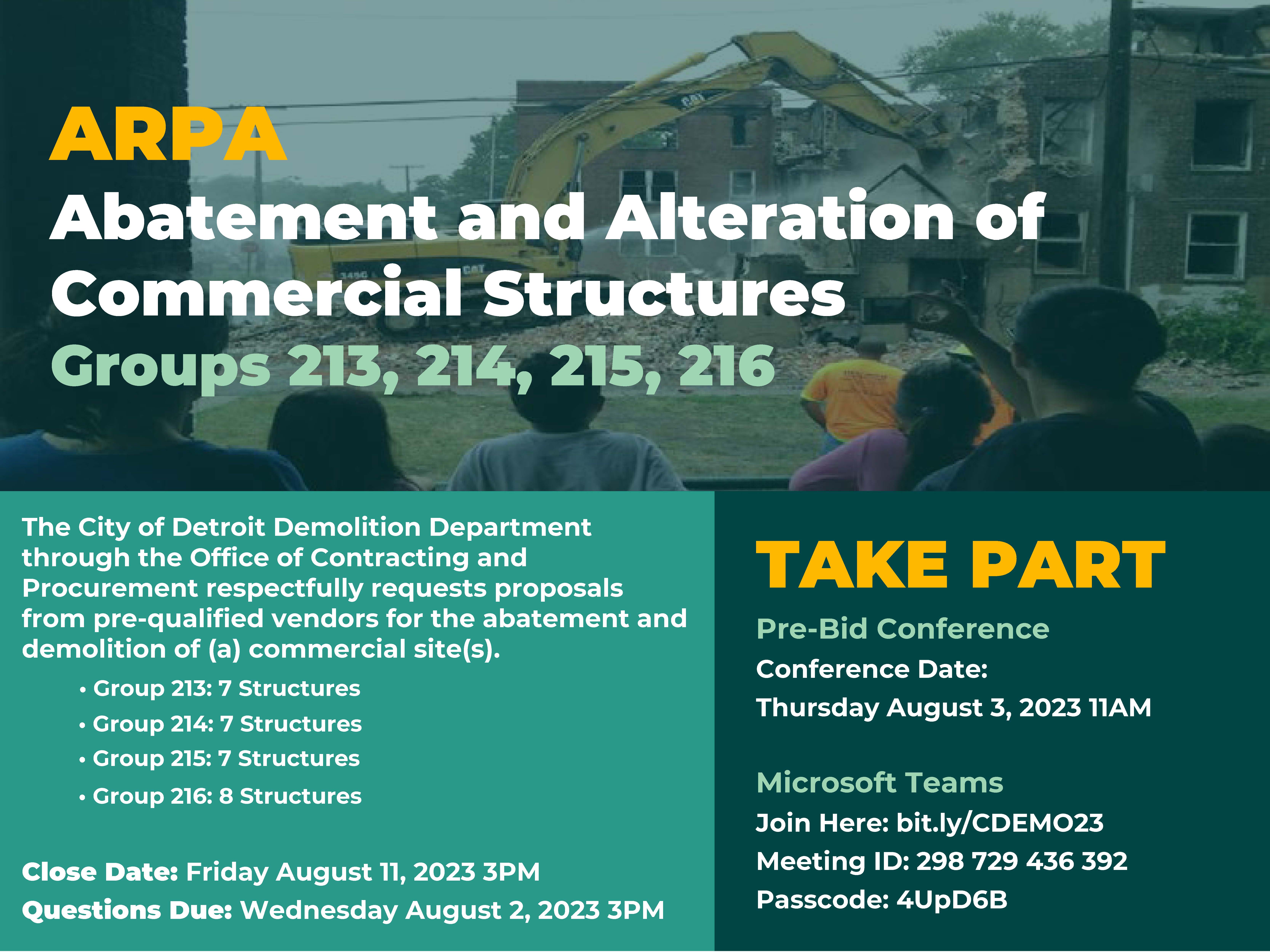 Take Part:  Abatement and Alteration of Commercial Structures Groups 213, 214, 215, 216