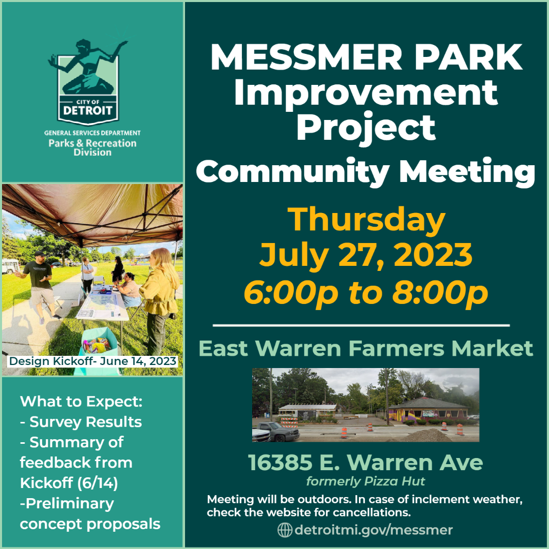 Messmer Park Community Meeting on July 27th from 6 to 8
