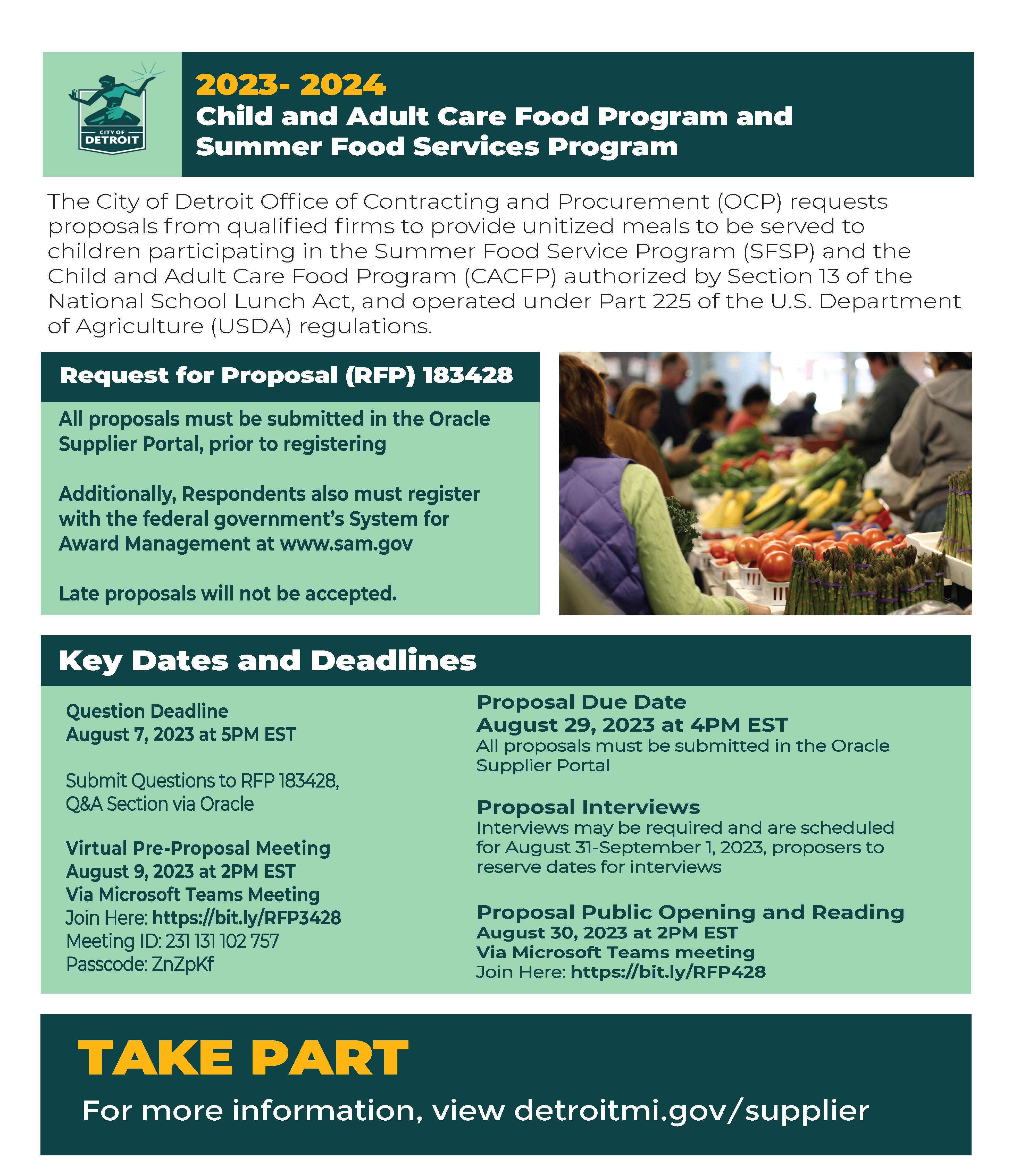 TAKE PART: 2023-2024 CHILD AND ADULT CARE FOOD PROGRAM AND SUMMER FOOD SERVICES PROGRAM