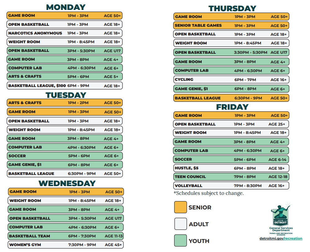 Clemente Fall Schedule 2023