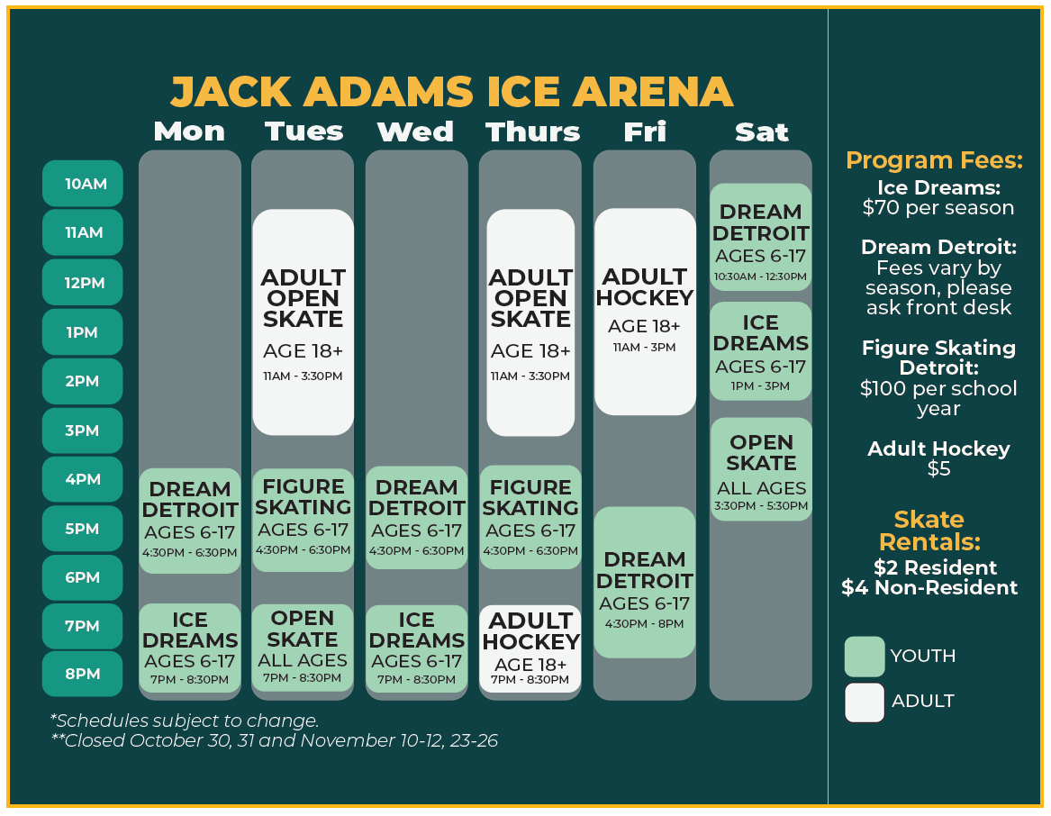Jack Adams Arena Fall Schedule 2023