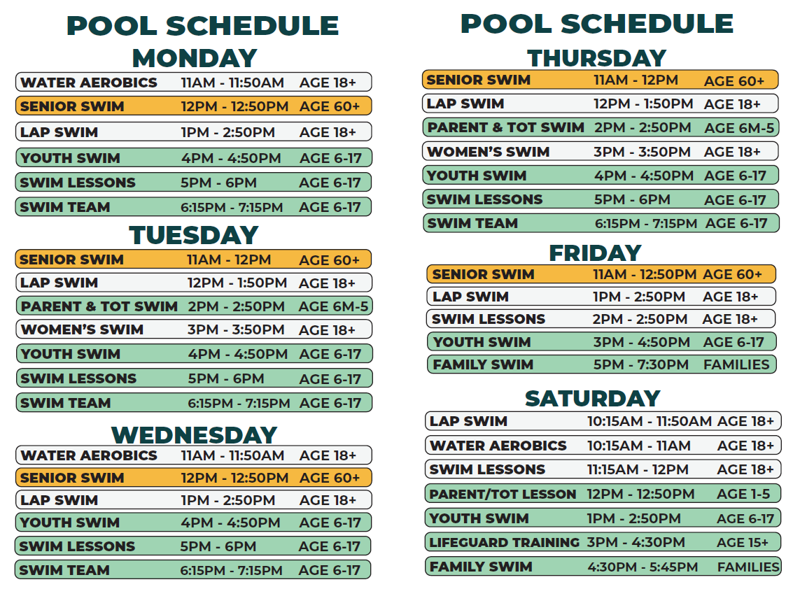 Patton Fall Pool Schedule 2023