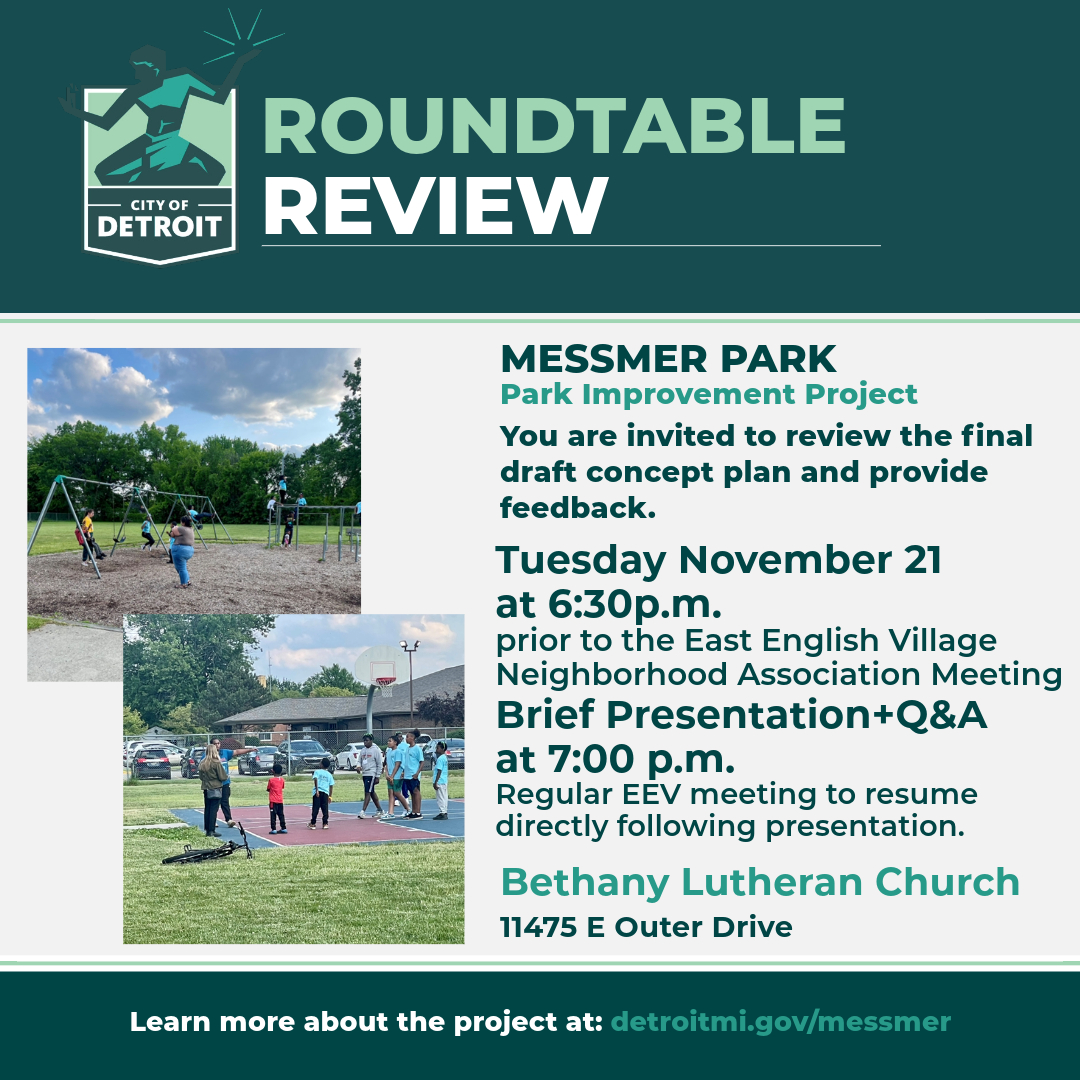 Messmer Park Meeting Nov 21st at 6:30pm