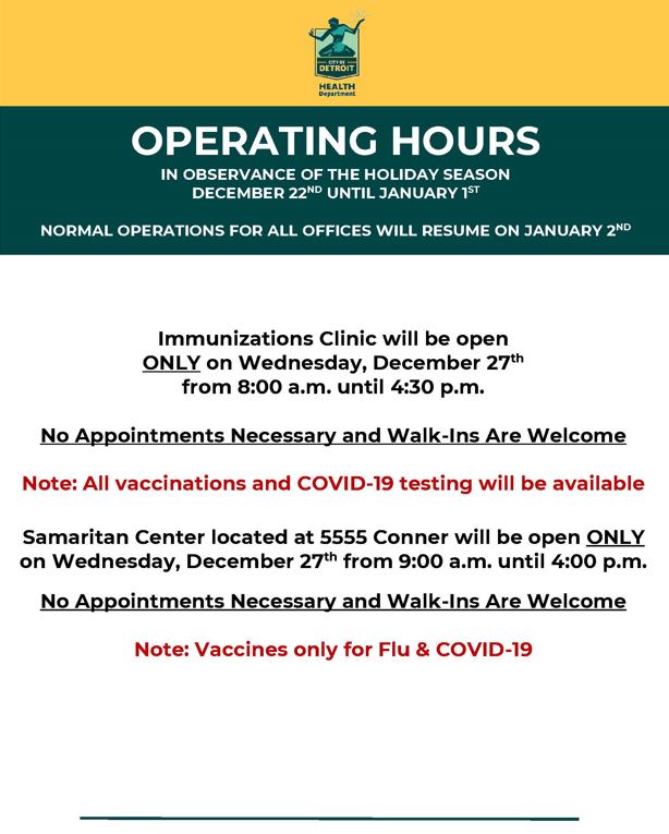 Immunization operating hours