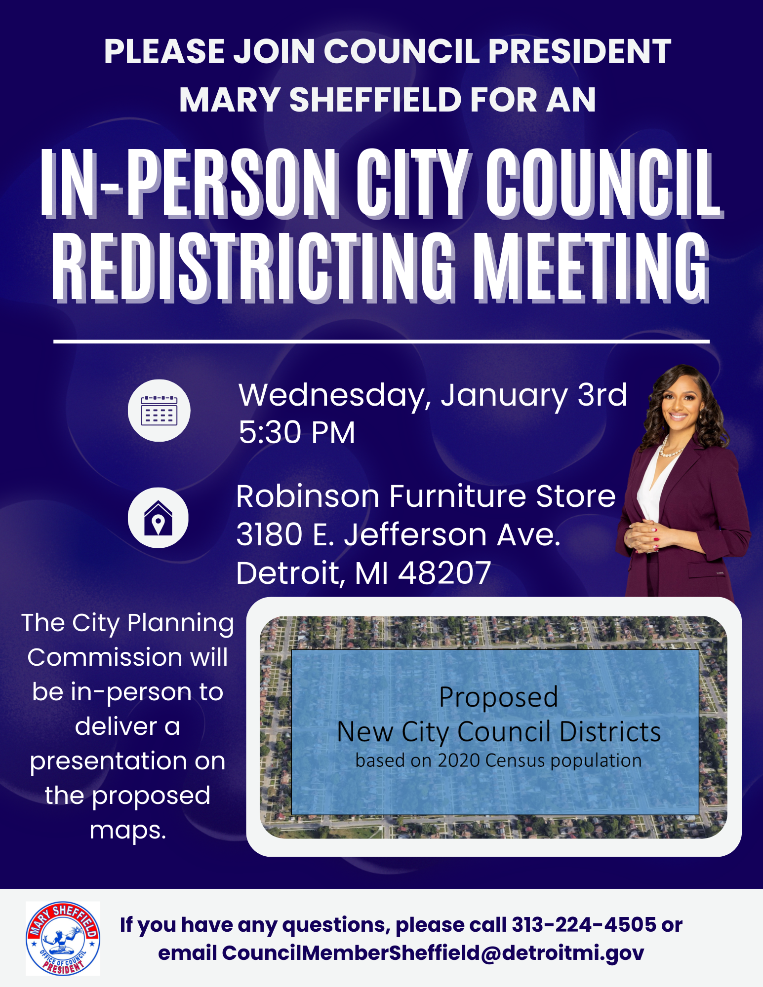 Council President Sheffield to Host In-Person City Council Redistricting Meeting on Wednesday, January 3rd