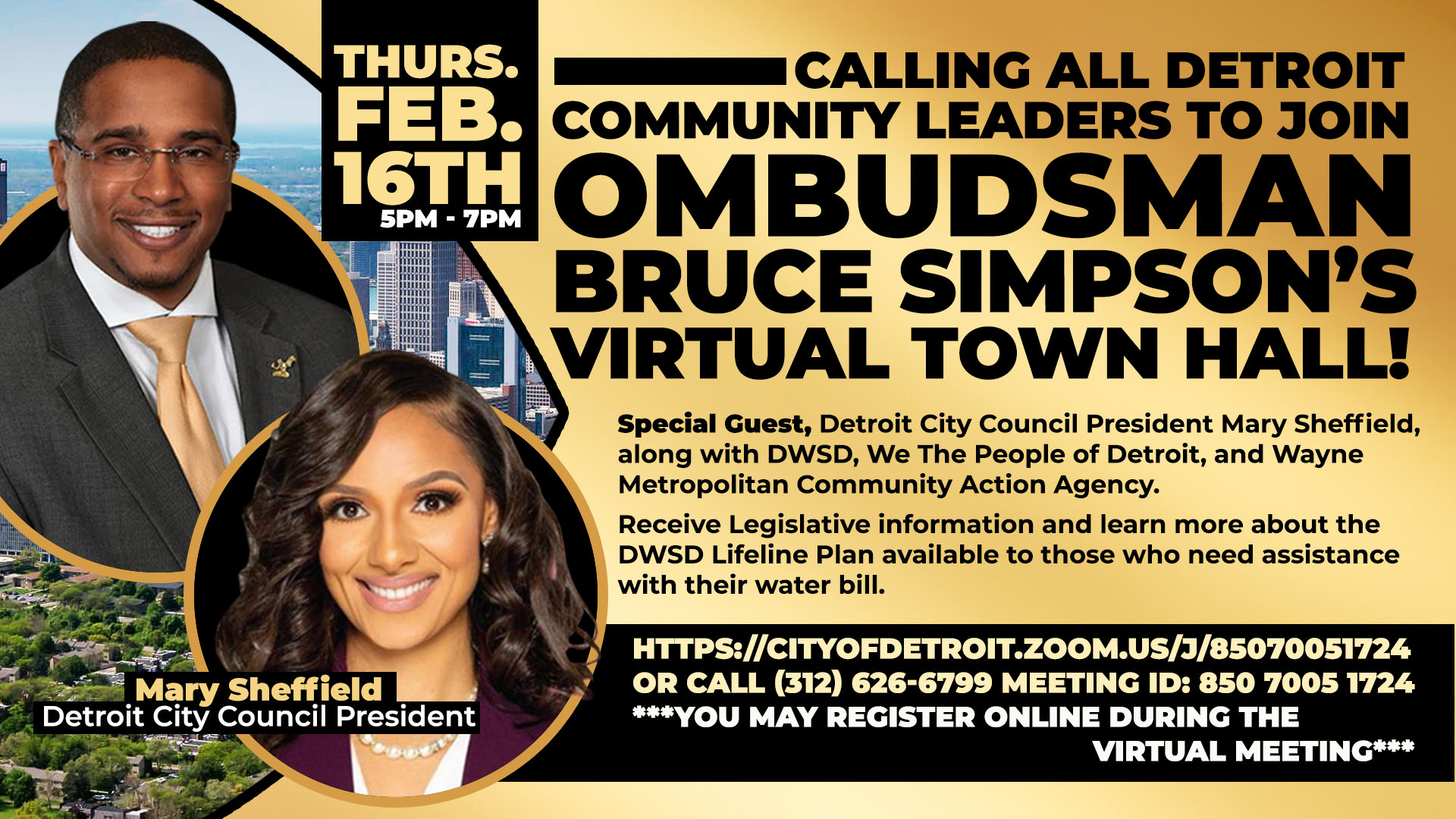 Ombudsman Virtual Town Hall Community Leaders Meeting with Council President Mary Sheffield, February 16, 2023