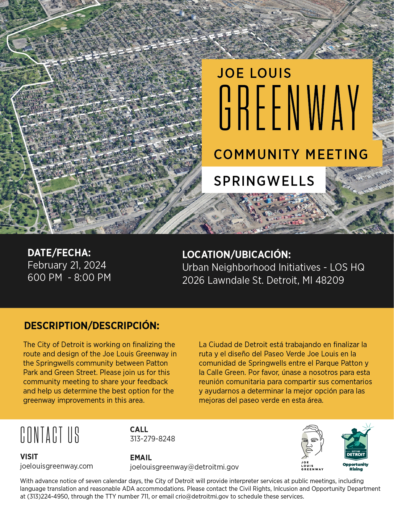 Springwells JLG Meeting Flyer