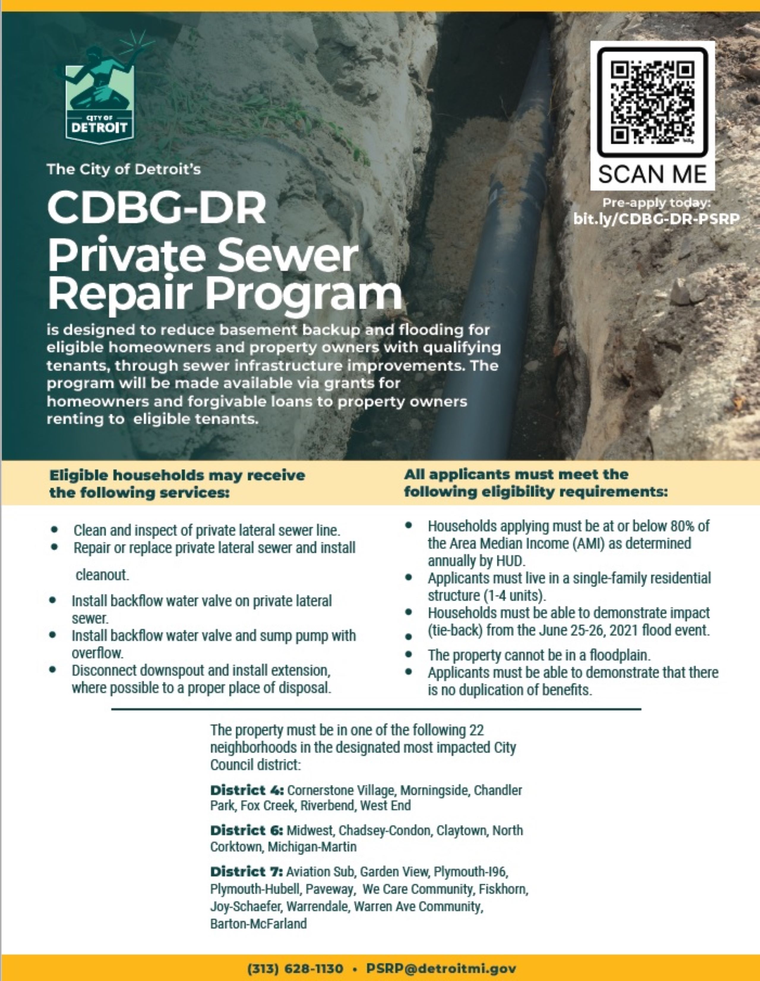 CDBG-DR Private Sewer Repair Program Flyer