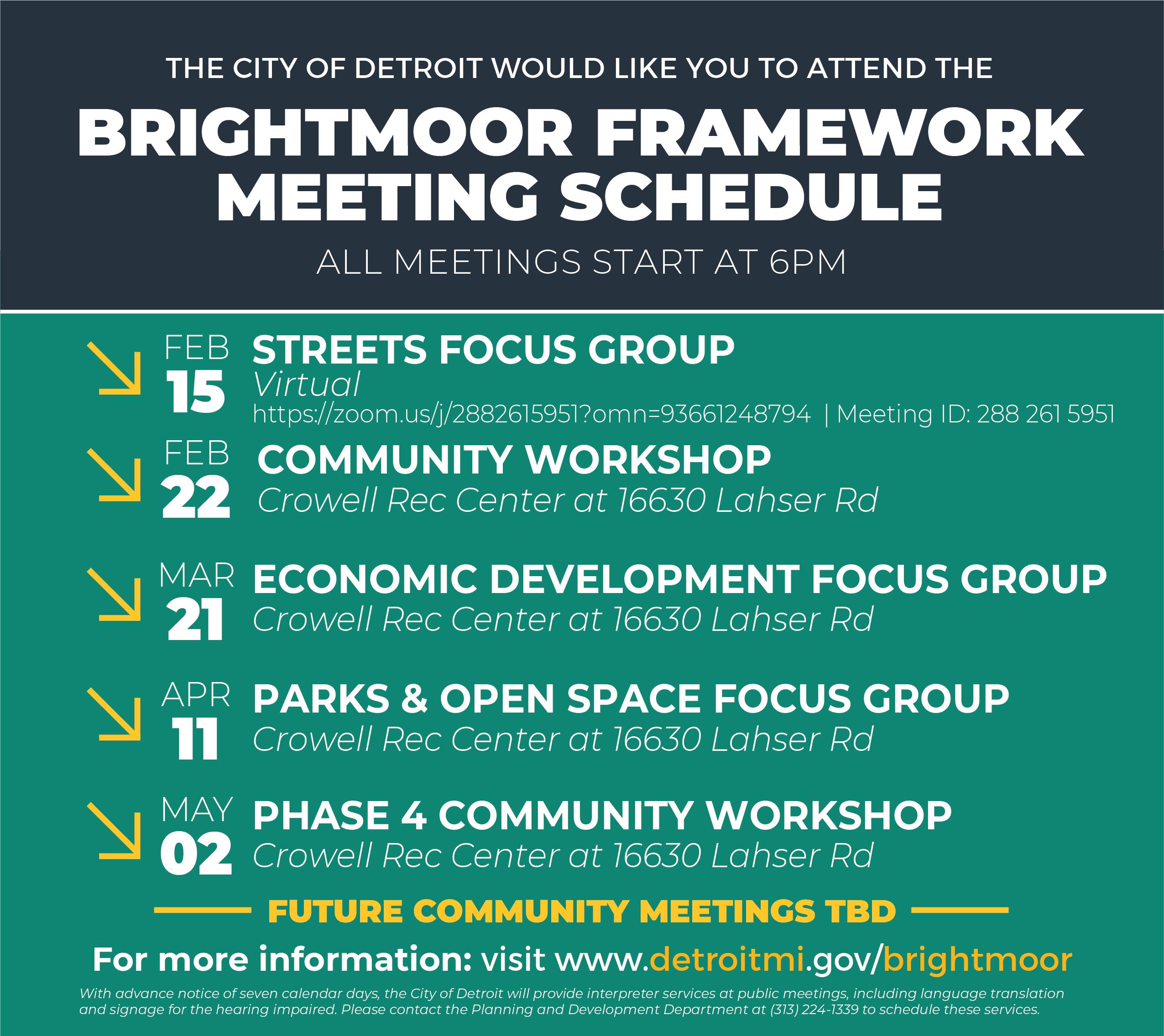 Brightmoor meeting schedule 