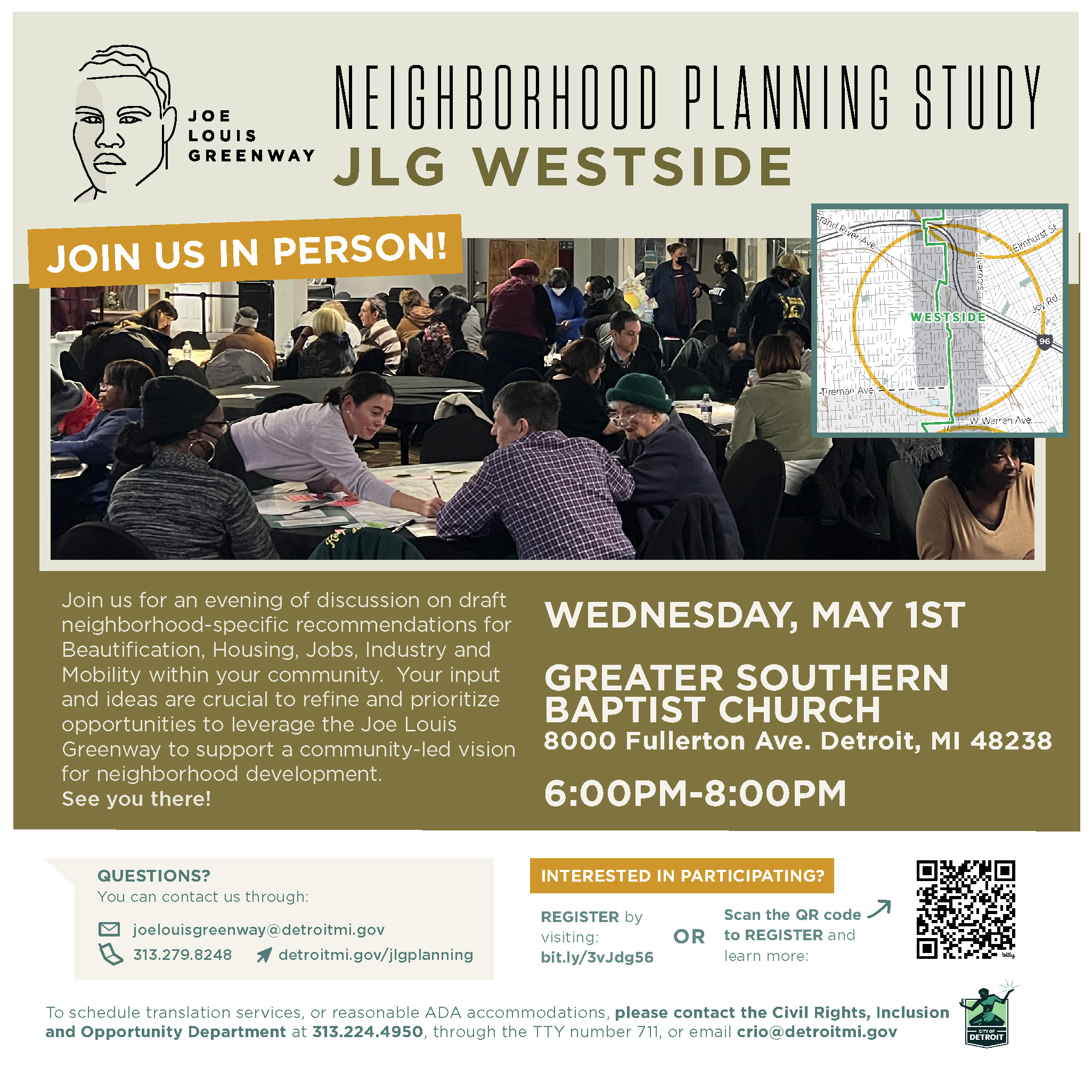 JLG Westside Community Meeting Flyer