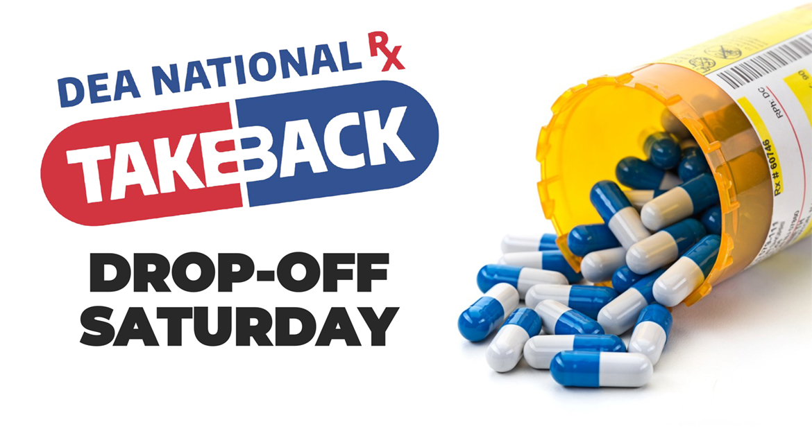 DEA National RX Take Back Day is Saturday October 26th from 10 am to 2 pm. 