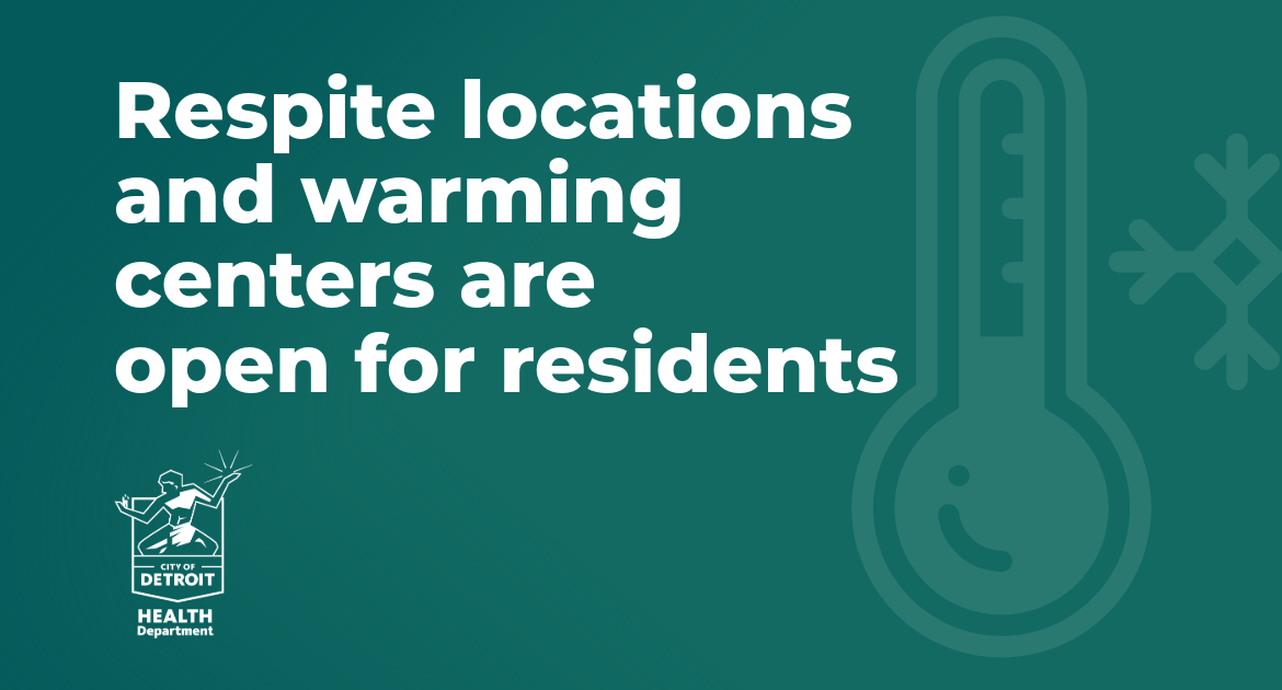 Banner image that reads "respite locations and warming enters are open for residents"