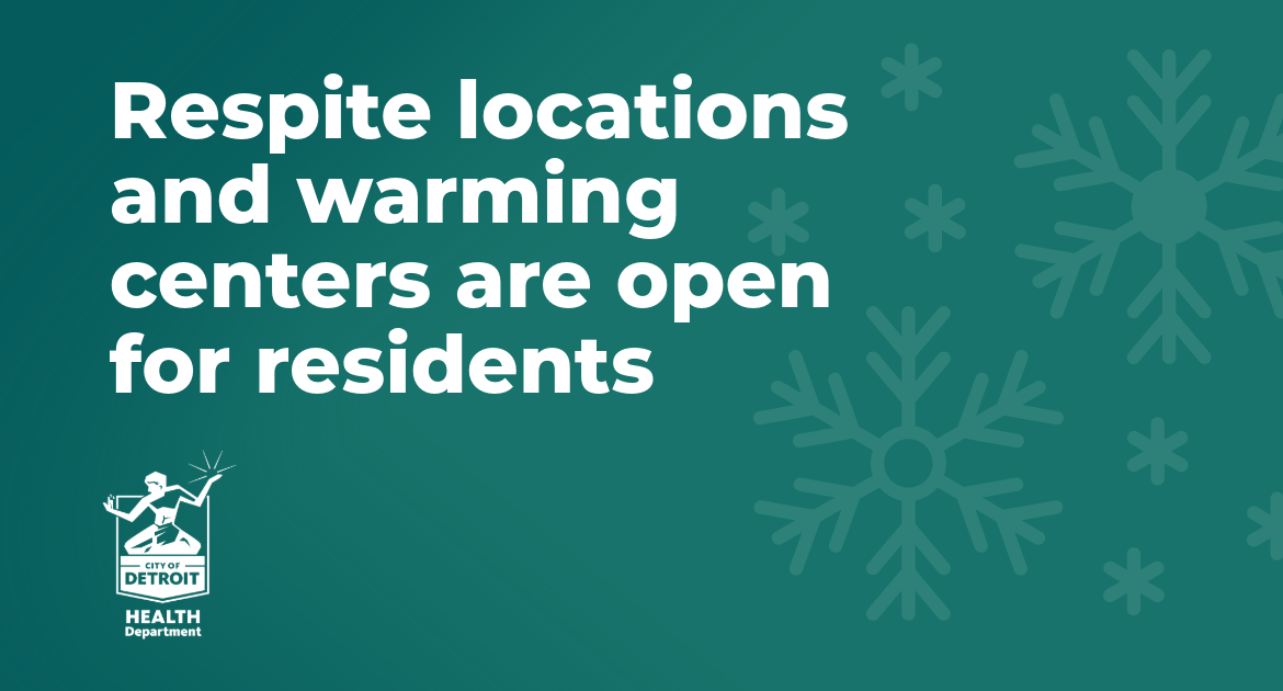 Banner image that reads "respite locations and warming enters are open for residents"