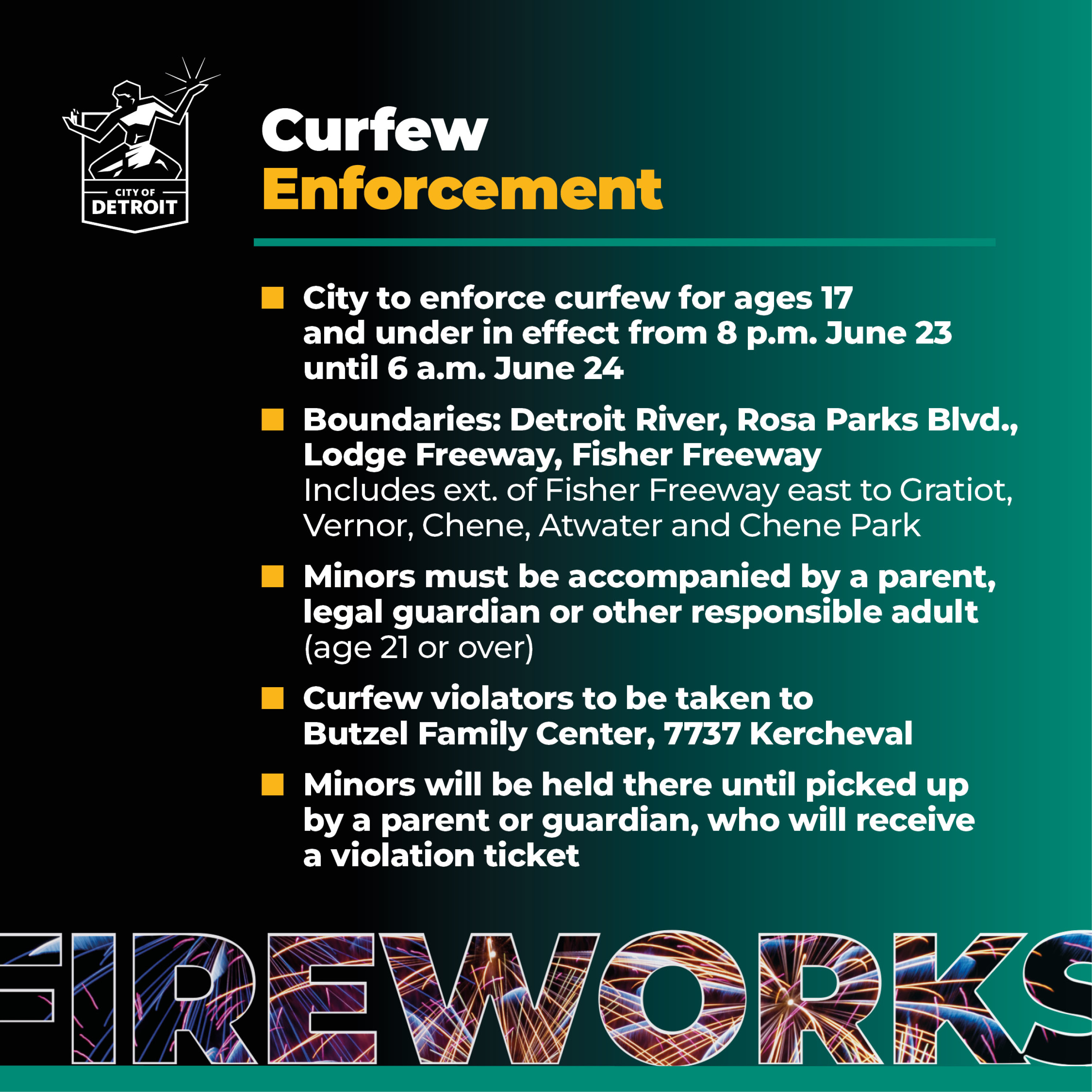 Fireworks 2025 curfew enforcement info
