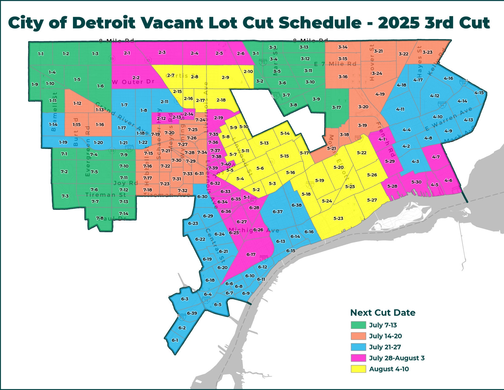 Vacant lot cut schedule map