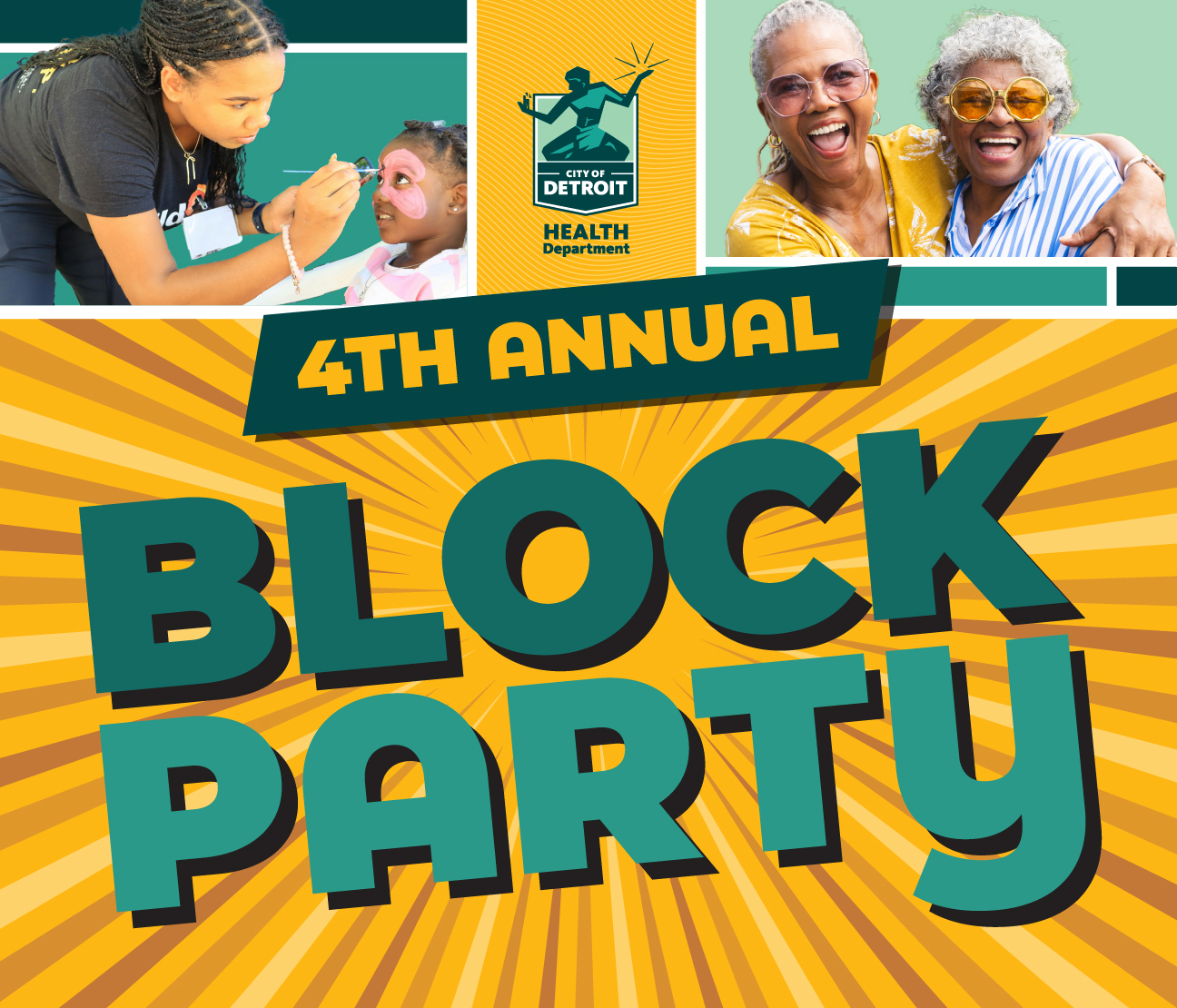 Image that reads "Detroit Health Department 4th Annual Block Party"
