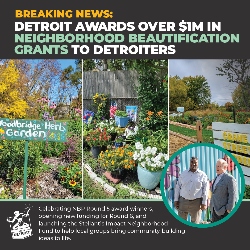 The Neighborhood Beautification Program helps Detroiters turn ideas into action by funding projects that improve and strengthen our blocks.