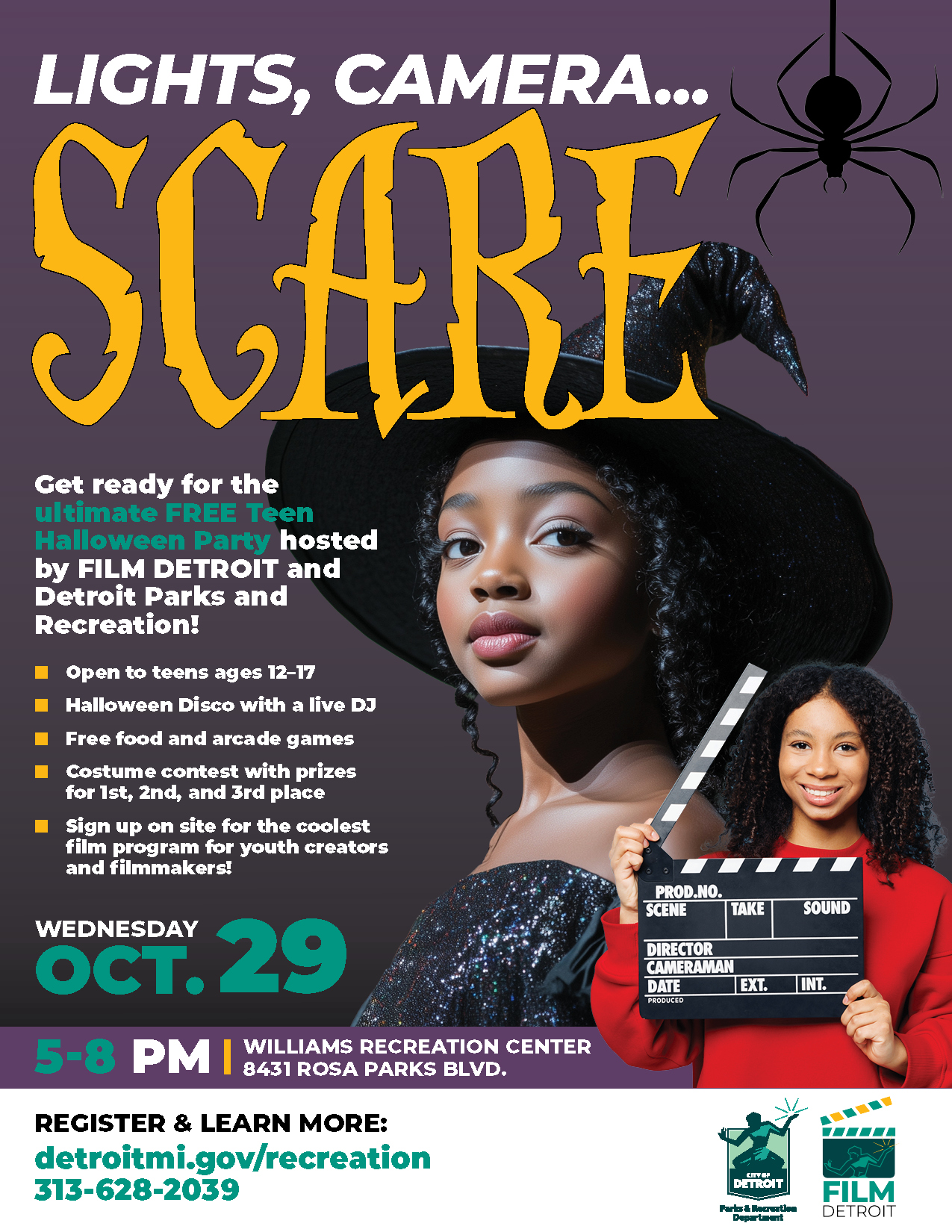 Get ready for the ultimate FREE Teen Halloween Party hosted by FILM DETROIT and Detroit Parks and Recreation!
