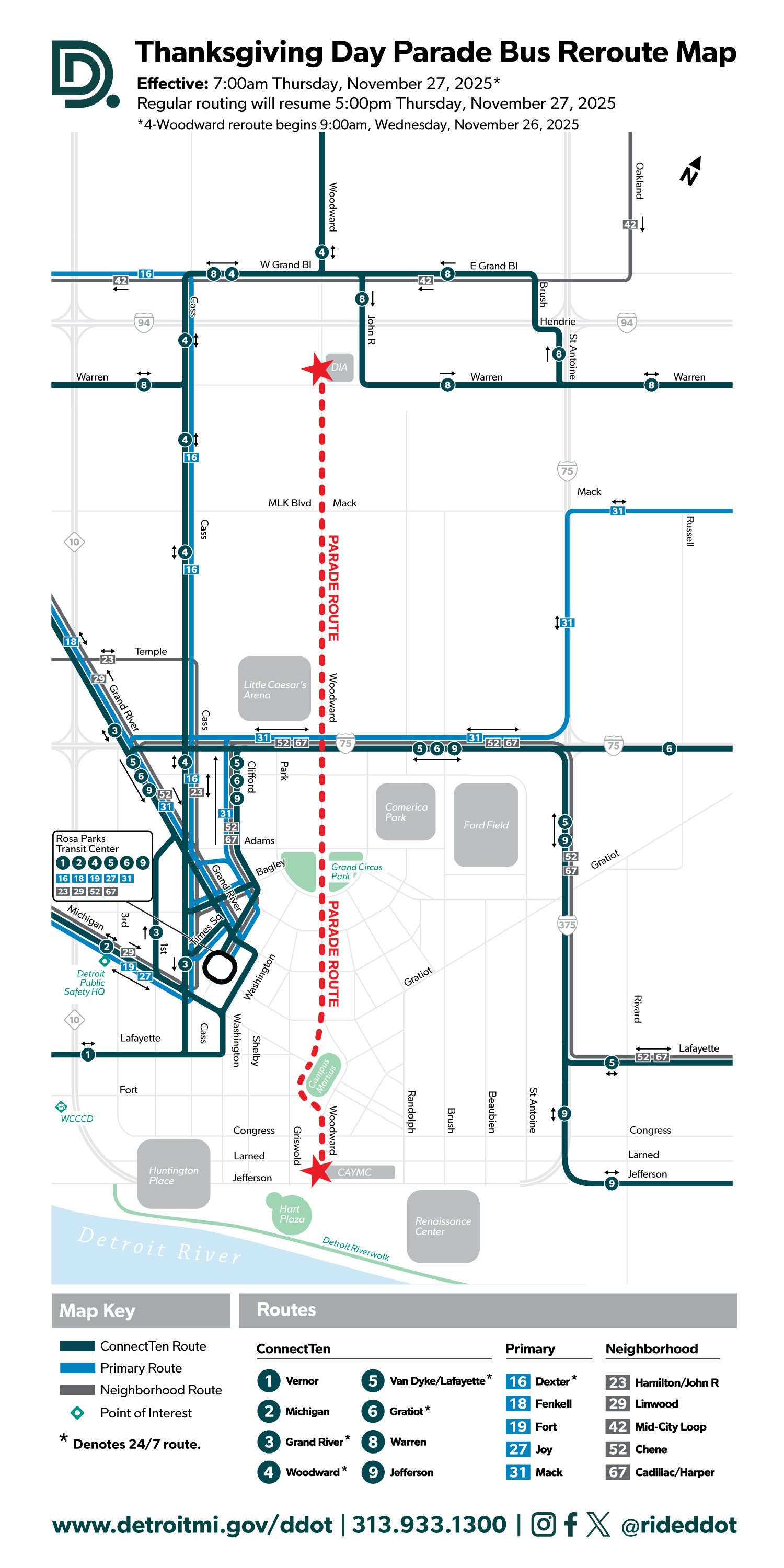 DDOT Reroutes Thanksgiving 2025
