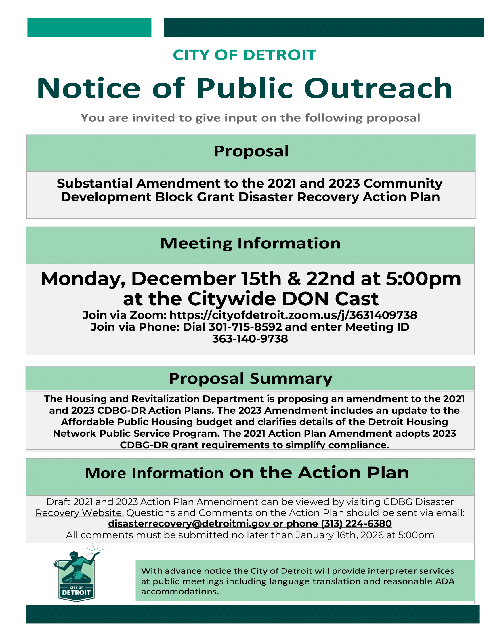 Action Plan Amendment Public Outreach Notice