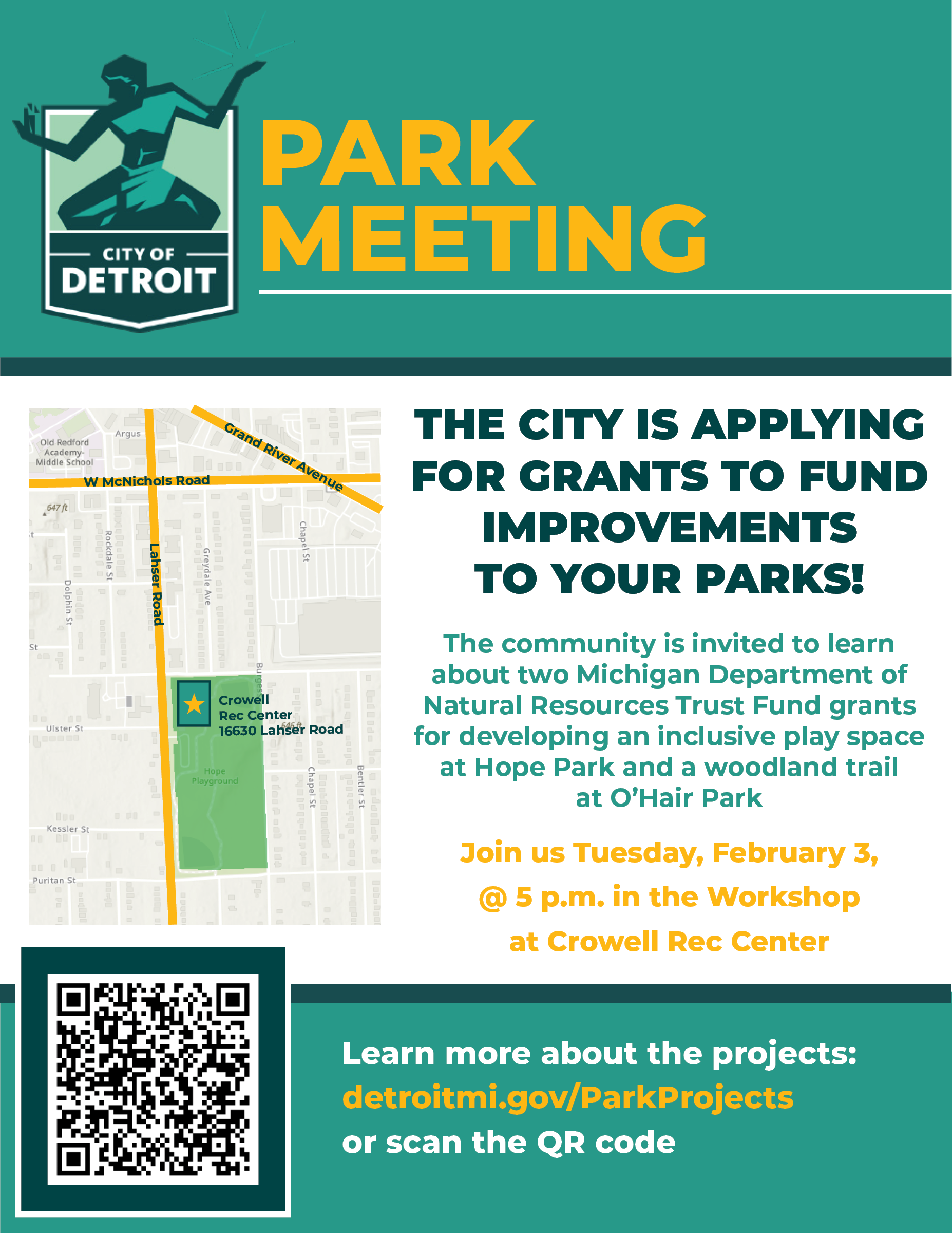 MDNR Grant Timeline 2026 Project Hope and O'Hair Parks