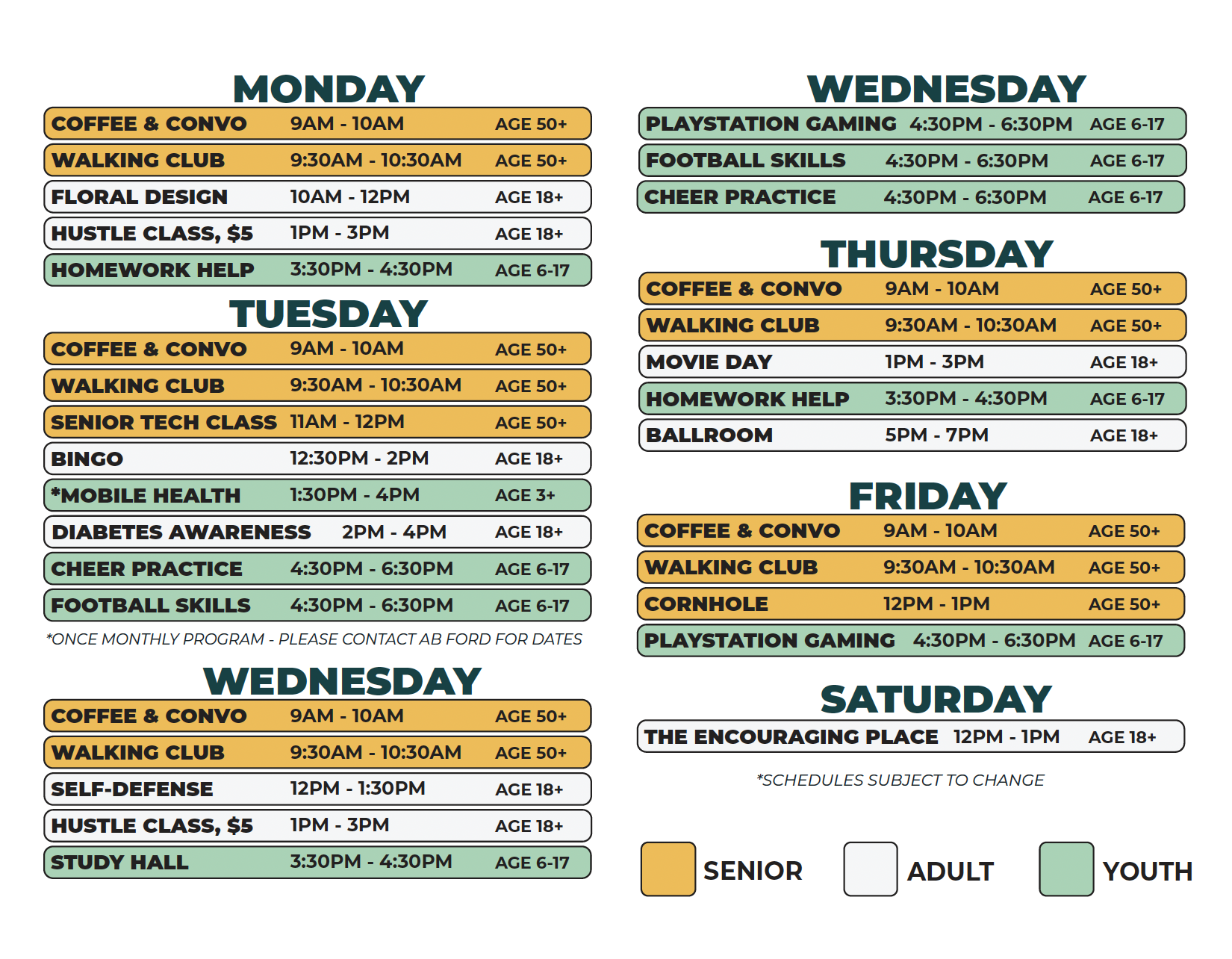 AB Ford Community Center (updated) - Spring 2026 (Monday to Saturday)