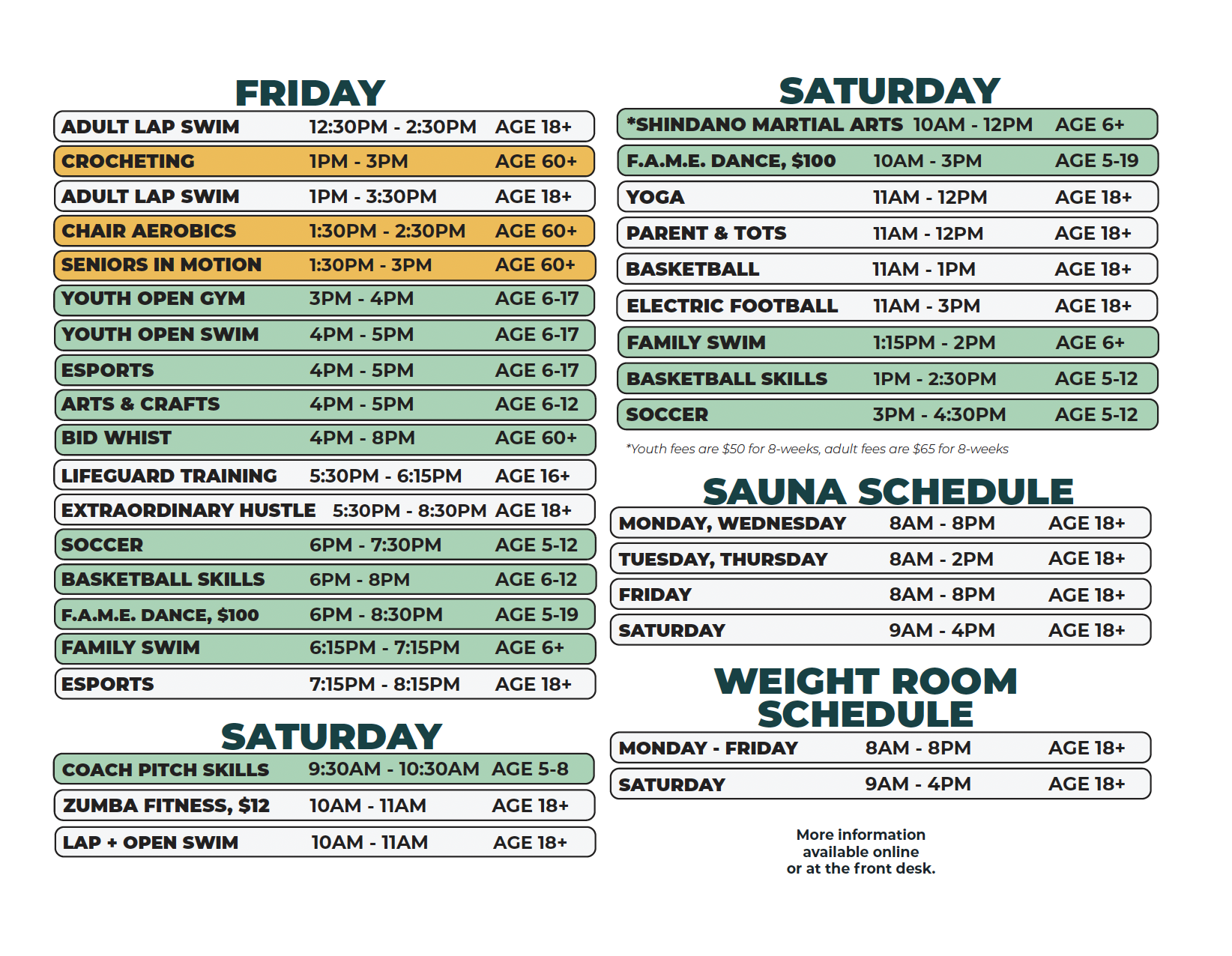 NWAC Spring 2026 Schedule (Friday to Saturday)