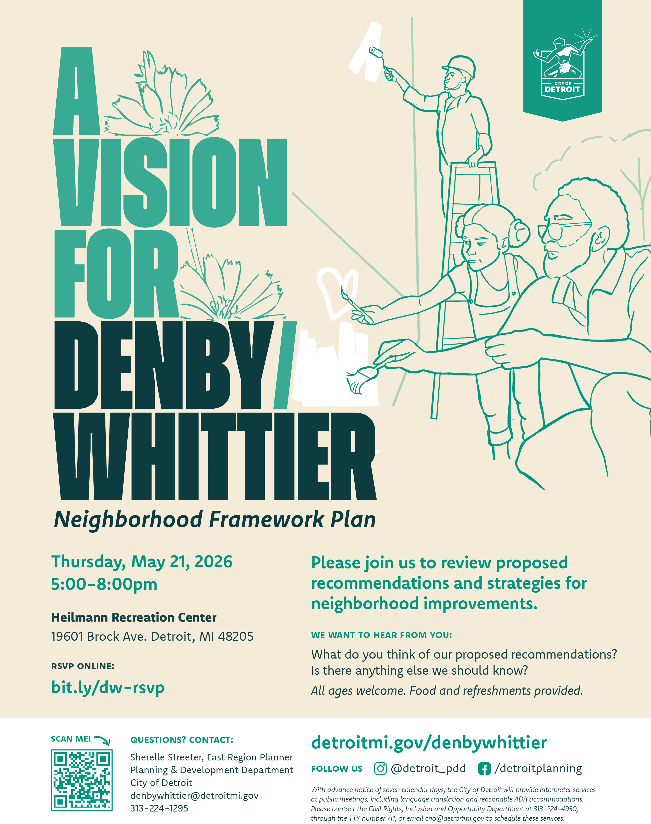 Flyer for Denby Whittier community meeting