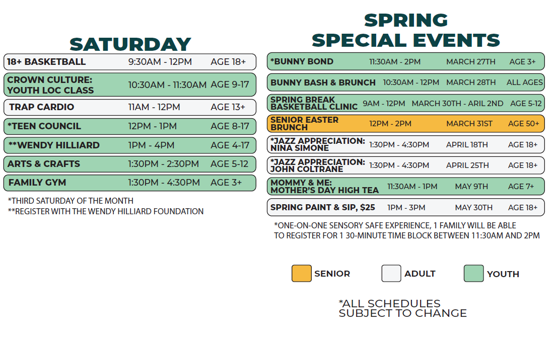 Kemeny Recreation Center Spring 2026