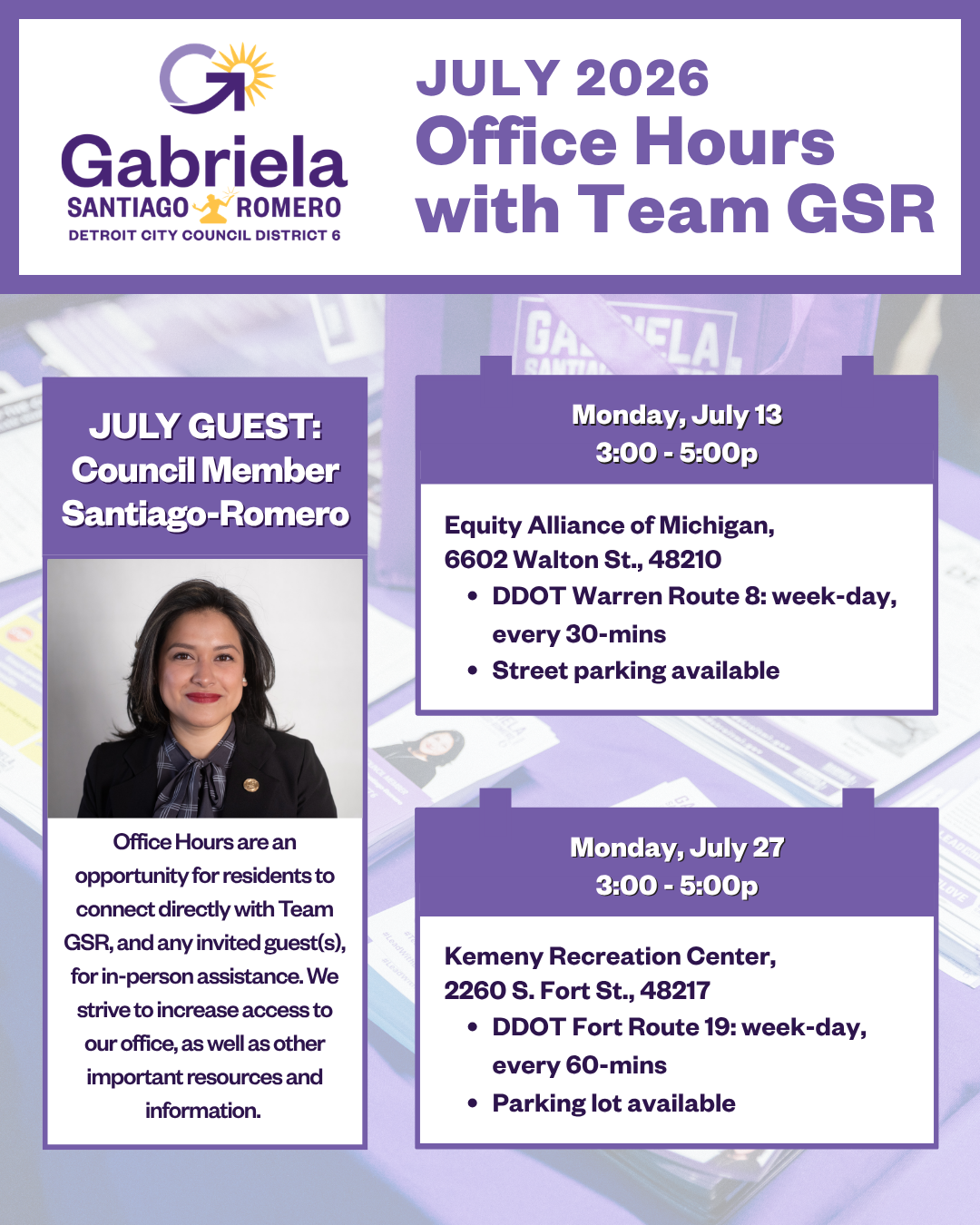 July 2026 Office Hours for Council Member Santiago-Romero (ENGLISH)