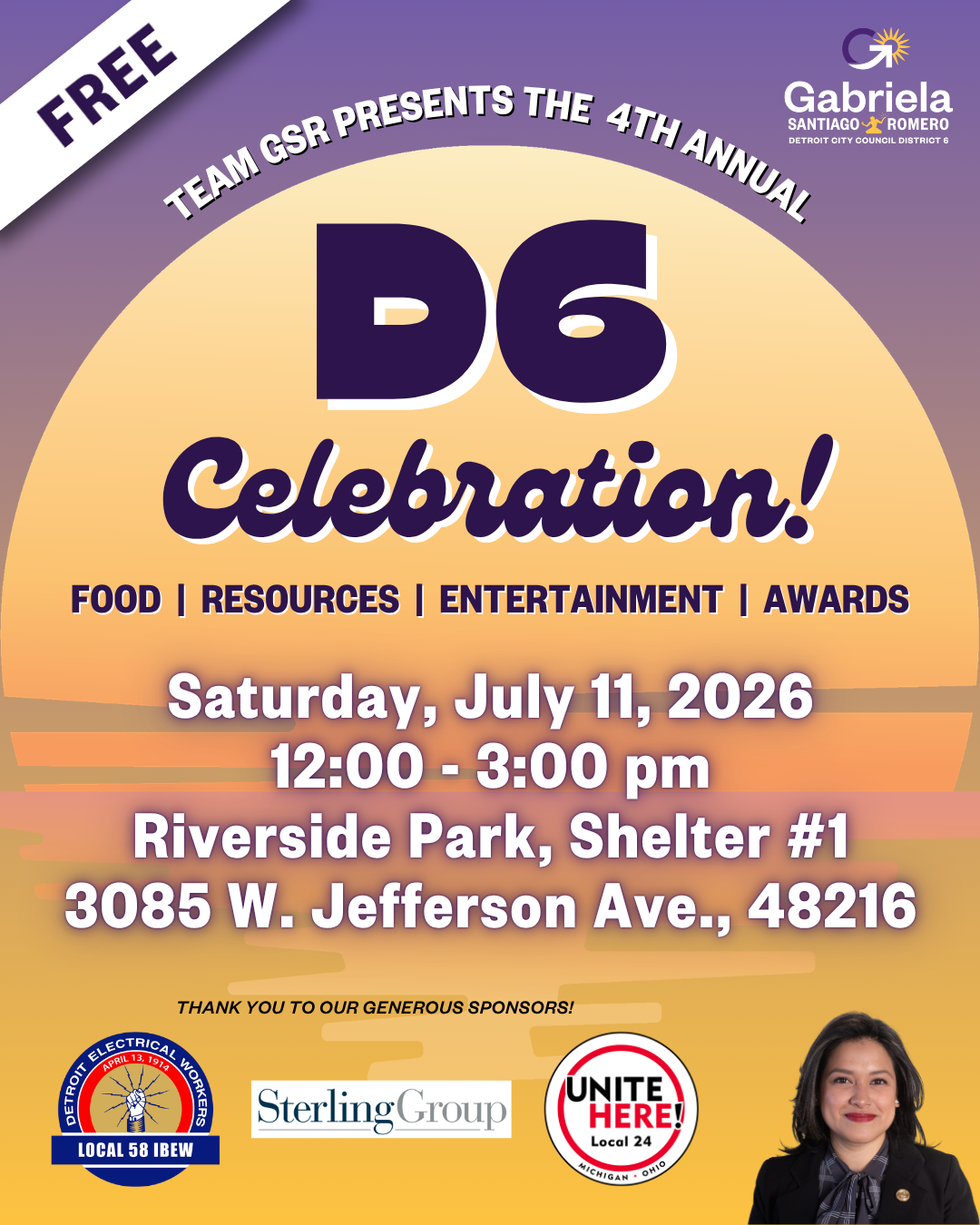 Flyer for Council Member Santiago-Romero's 4th Annual D6 Celebration (ENGLISH)