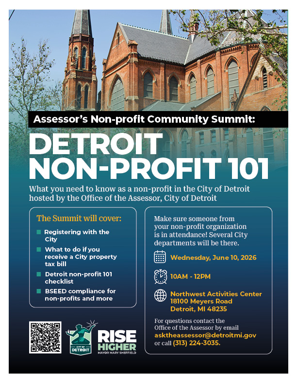 Picture of a flyer that has information about the Assessor's non-profit summit