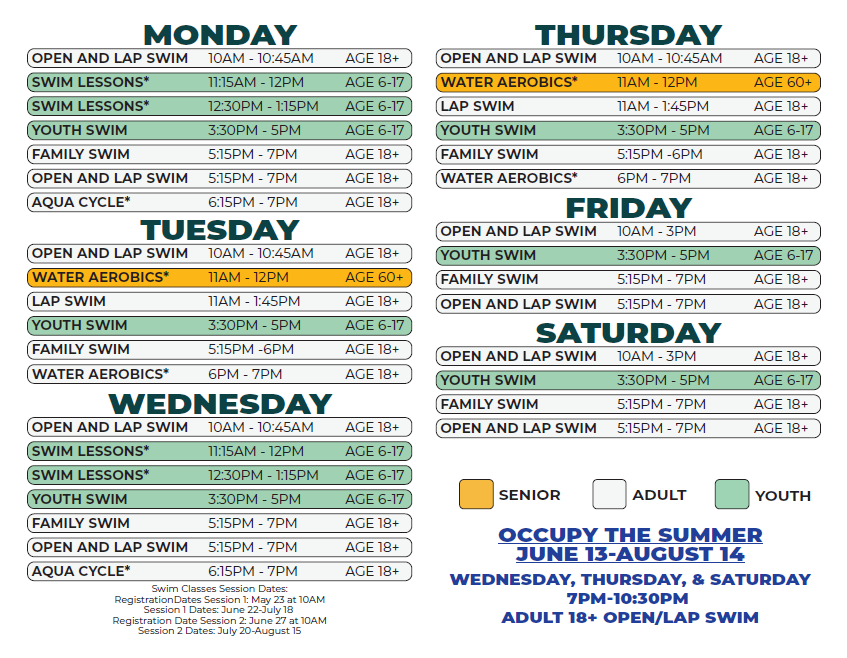 ABC Summer Pool Schedule 2026
