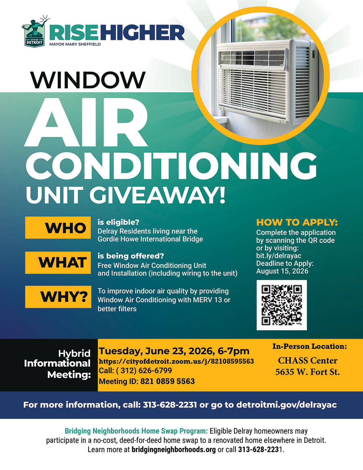Flyer for Delray Window A/C Unit Giveaway Program
