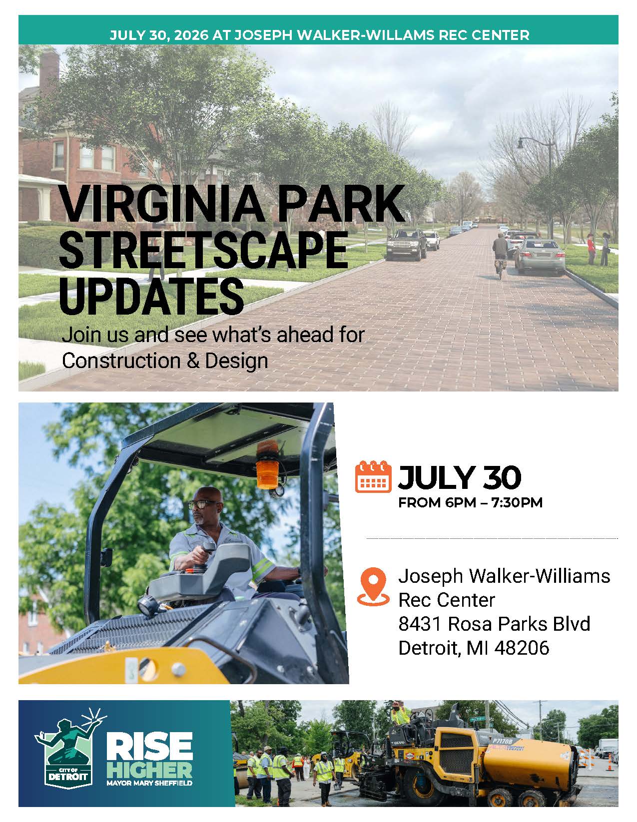 Please Join us for the Pre Construction meeting July 30 at Joseph Rec Center at 6pm