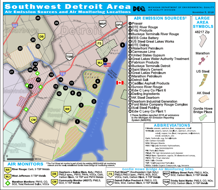 SW Detroit Air Monitor Map