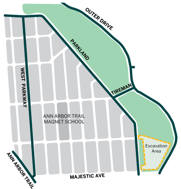 Map for Rouge Park Excavation Area - October 2021